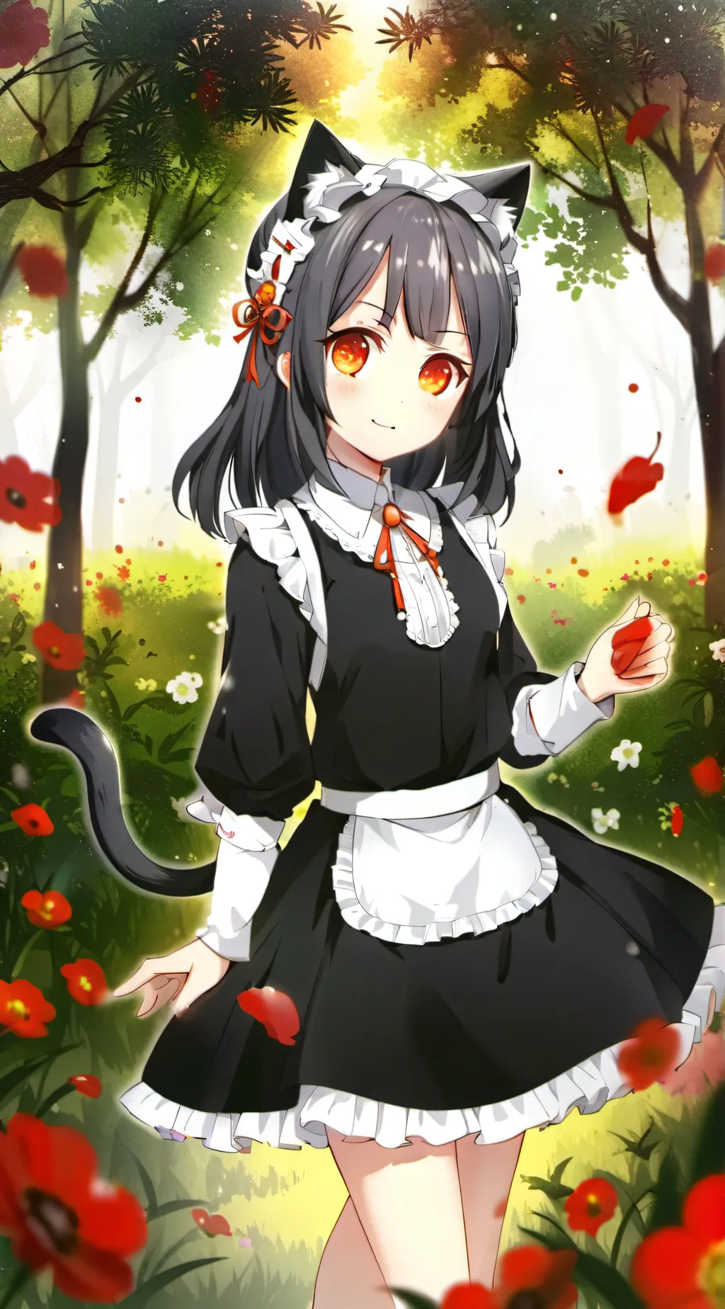 ai character: Cat maid girl background