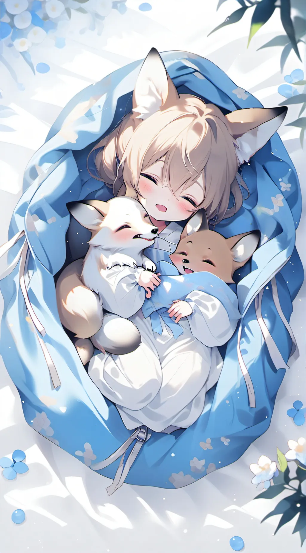 ai character: Two fox cubs background