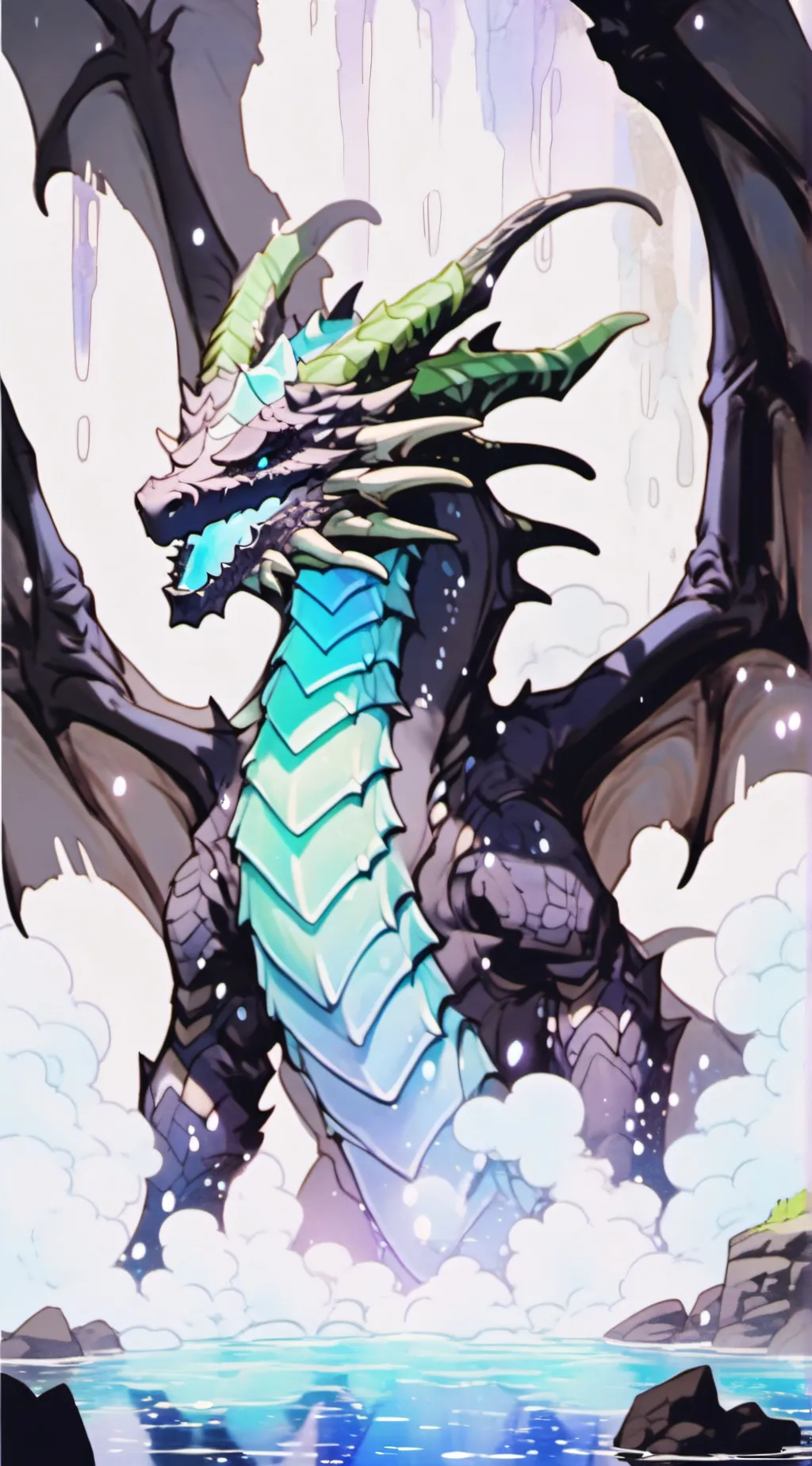 ai character: Yoshi ice dragon background