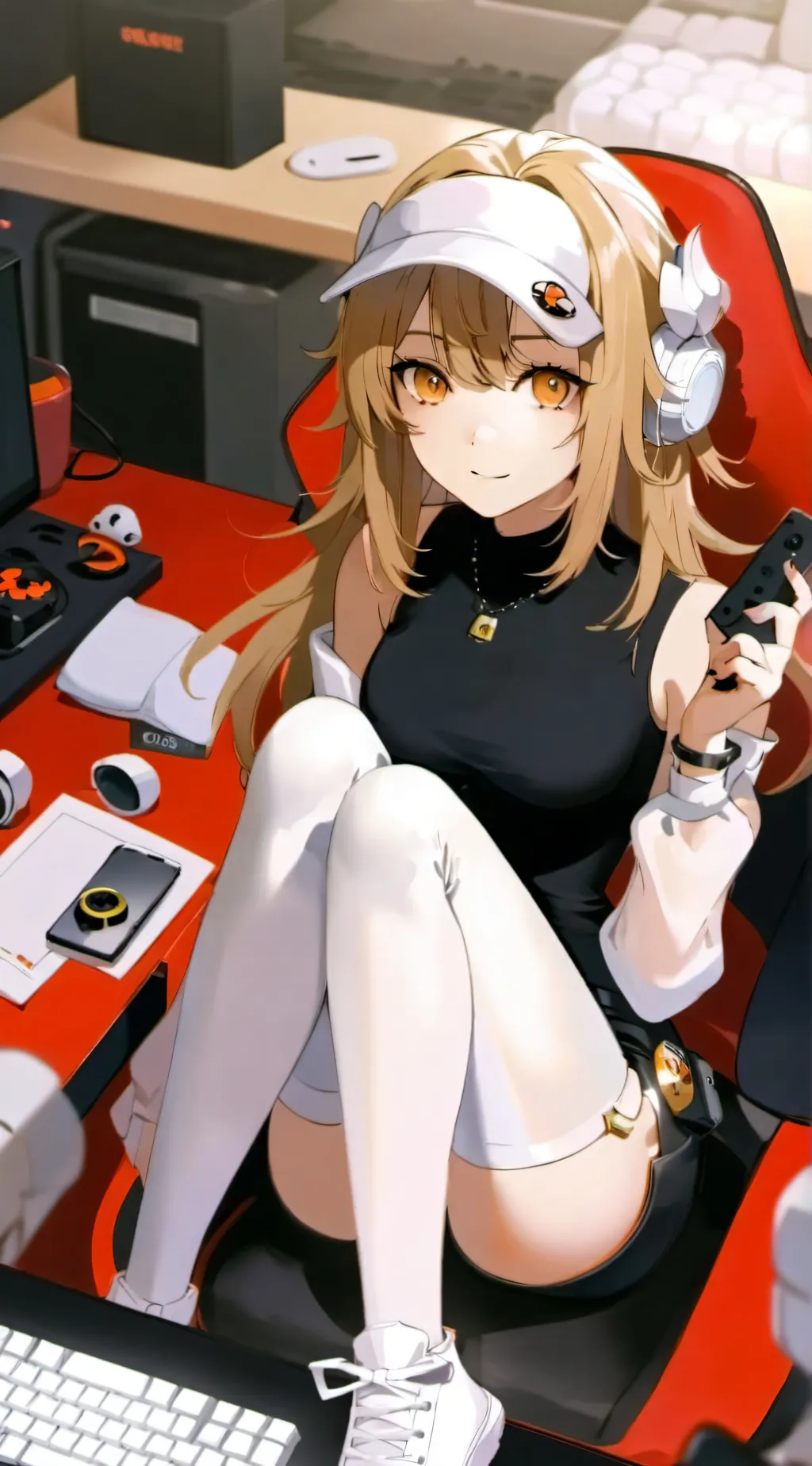 ai character: gamer girl  background