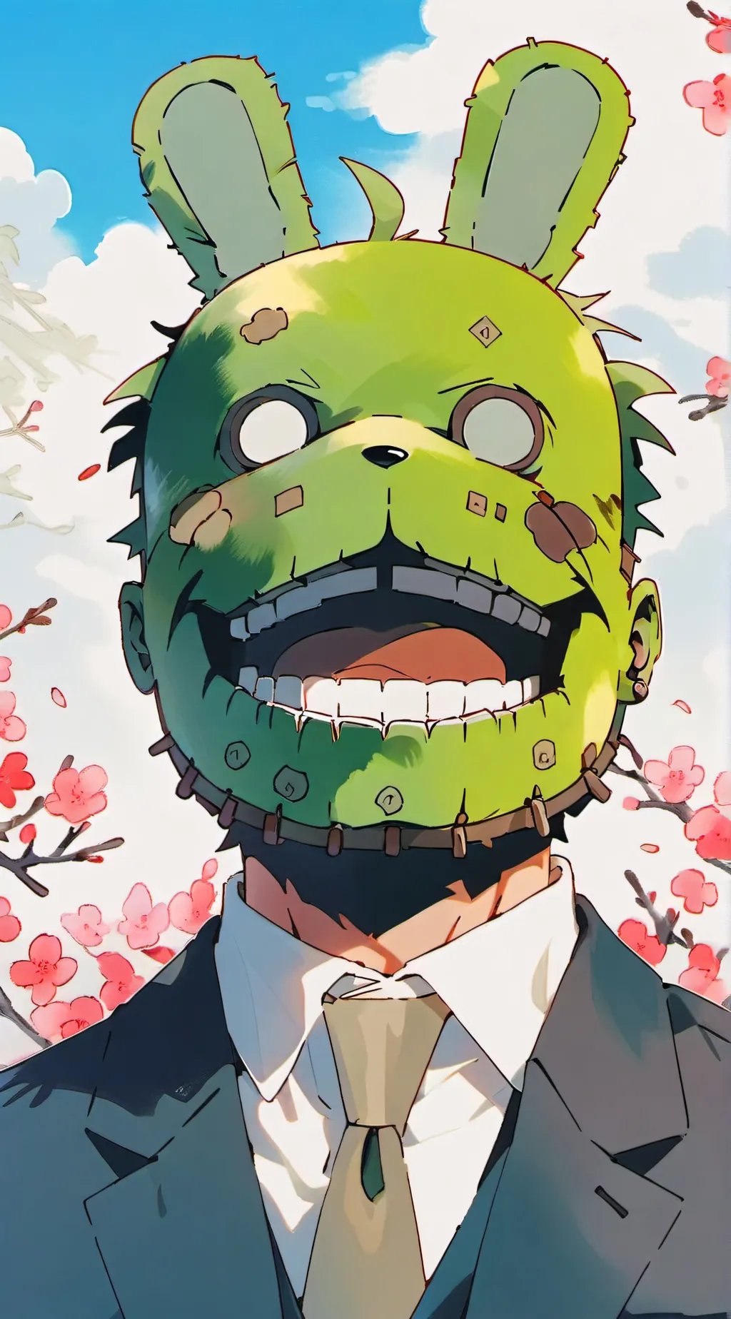 ai character: spring trap background