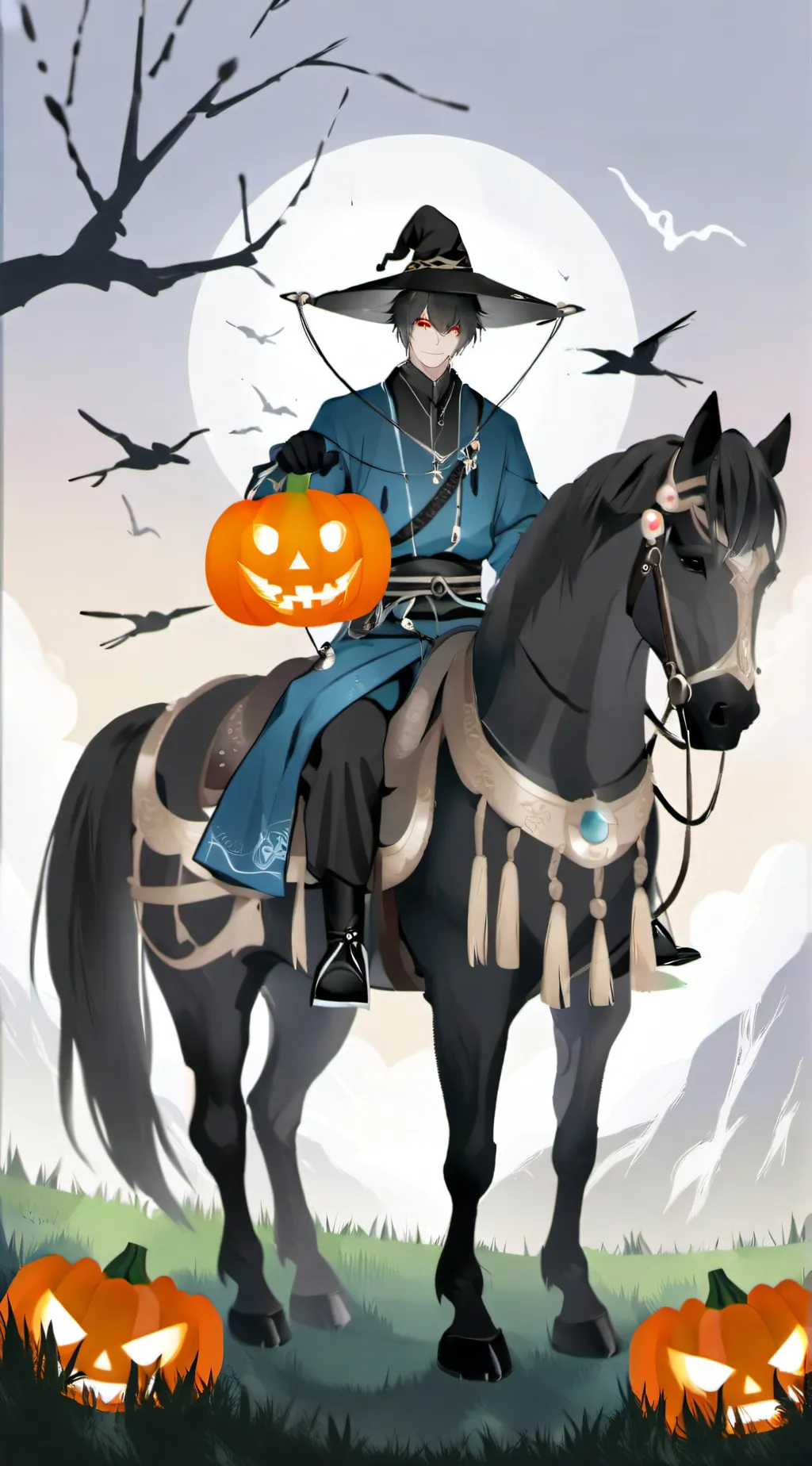 ai character: Headless horse man background