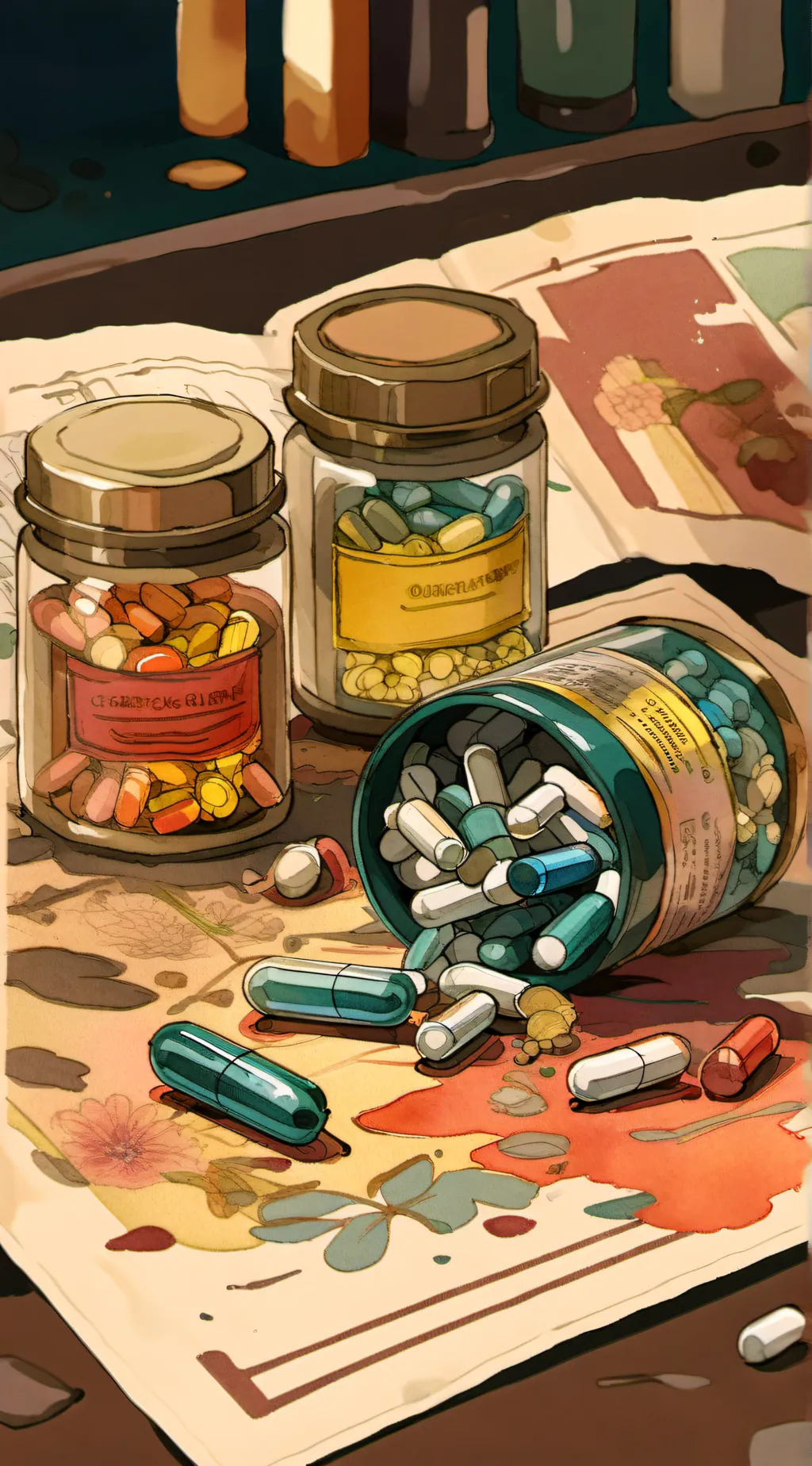 ai character: three pills background