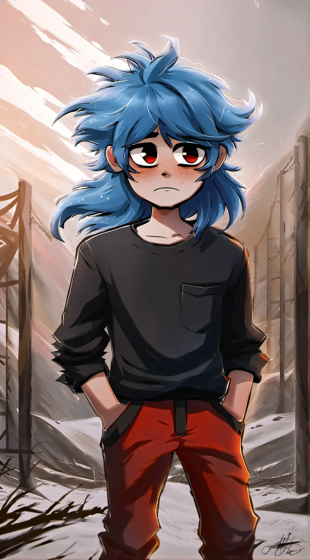 ai character: Sally face  background