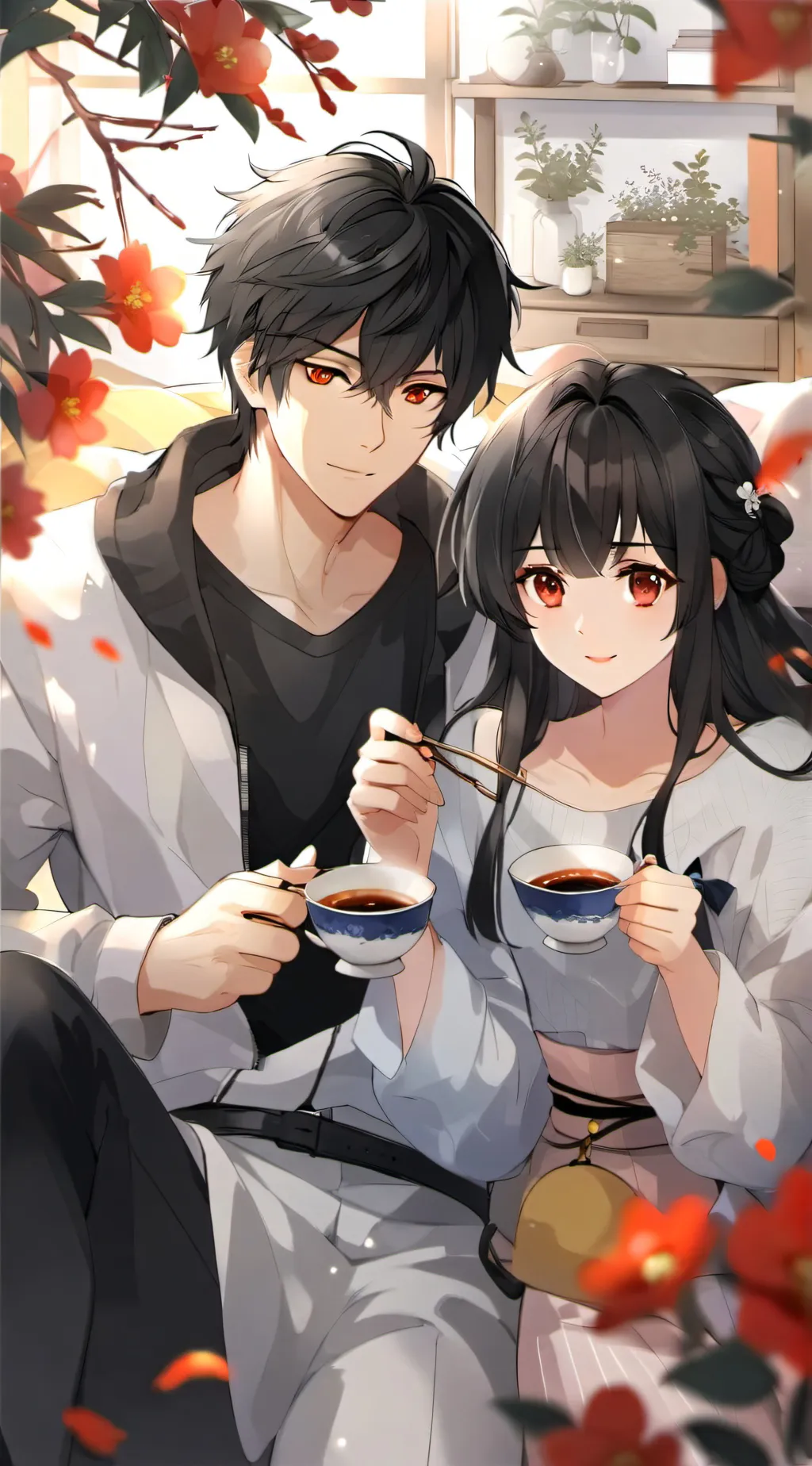 ai character: Ethen and Abby  background