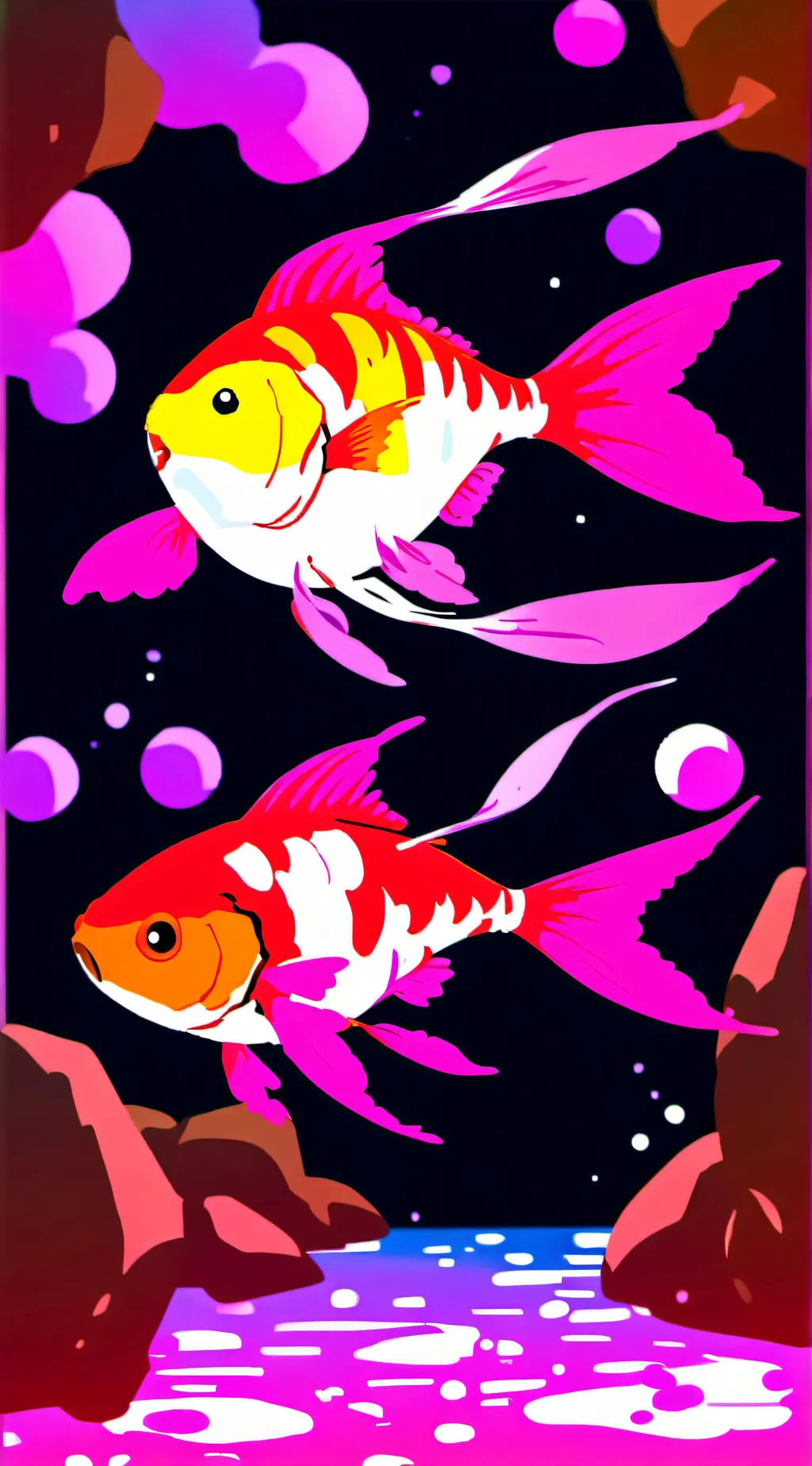 ai character: two fishs background