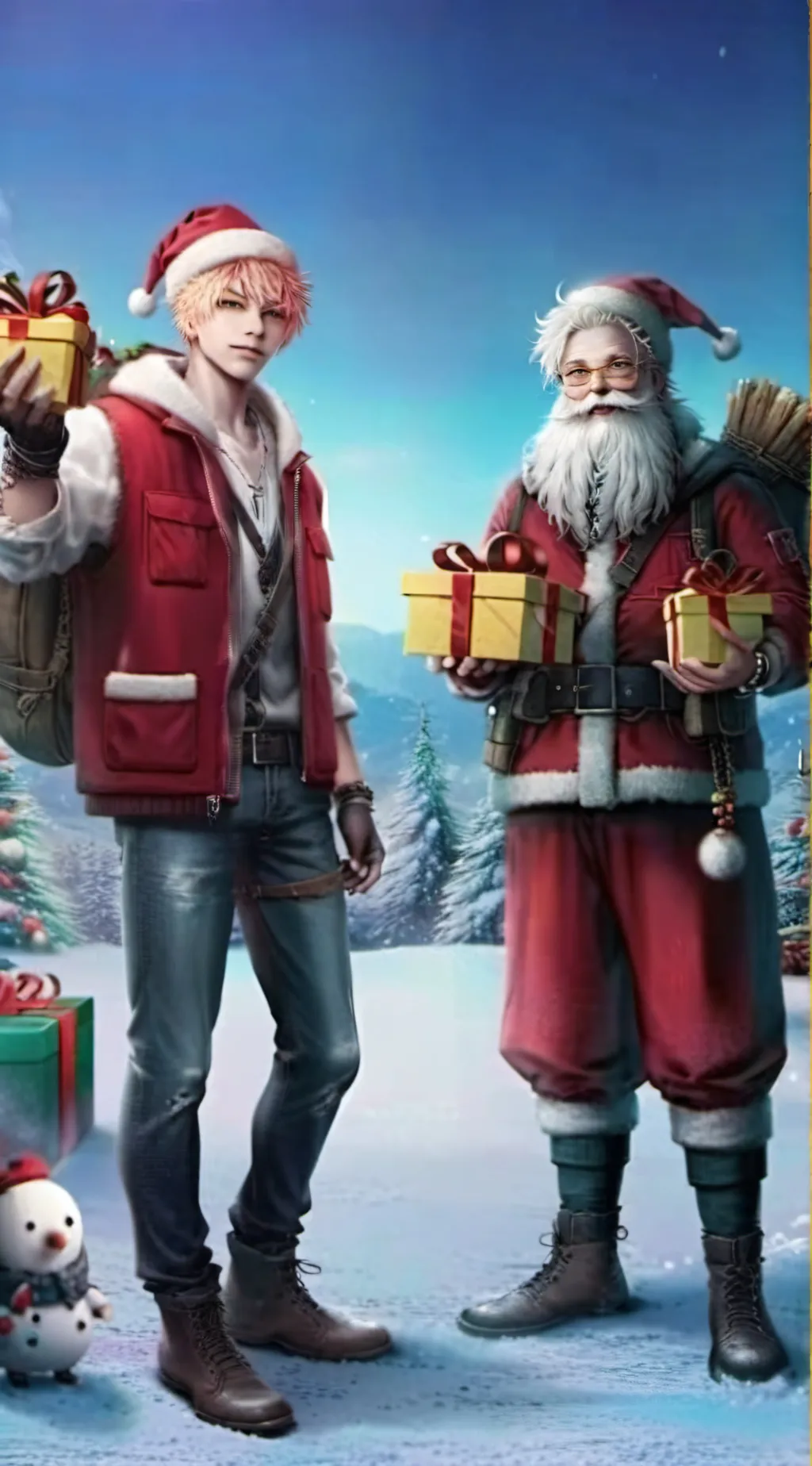 ai character: Bakugo And Santa background