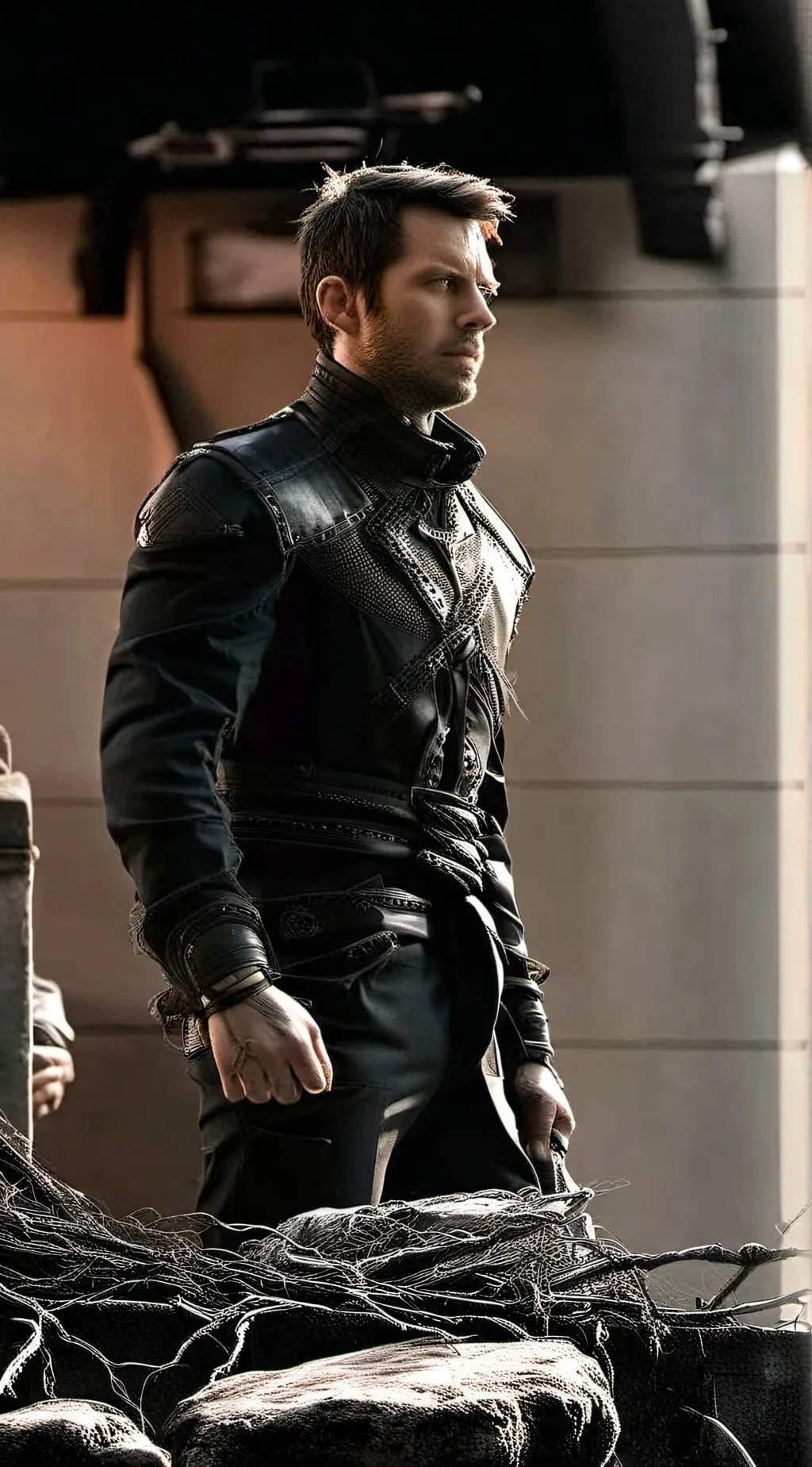 ai character: Bucky + Avengers background