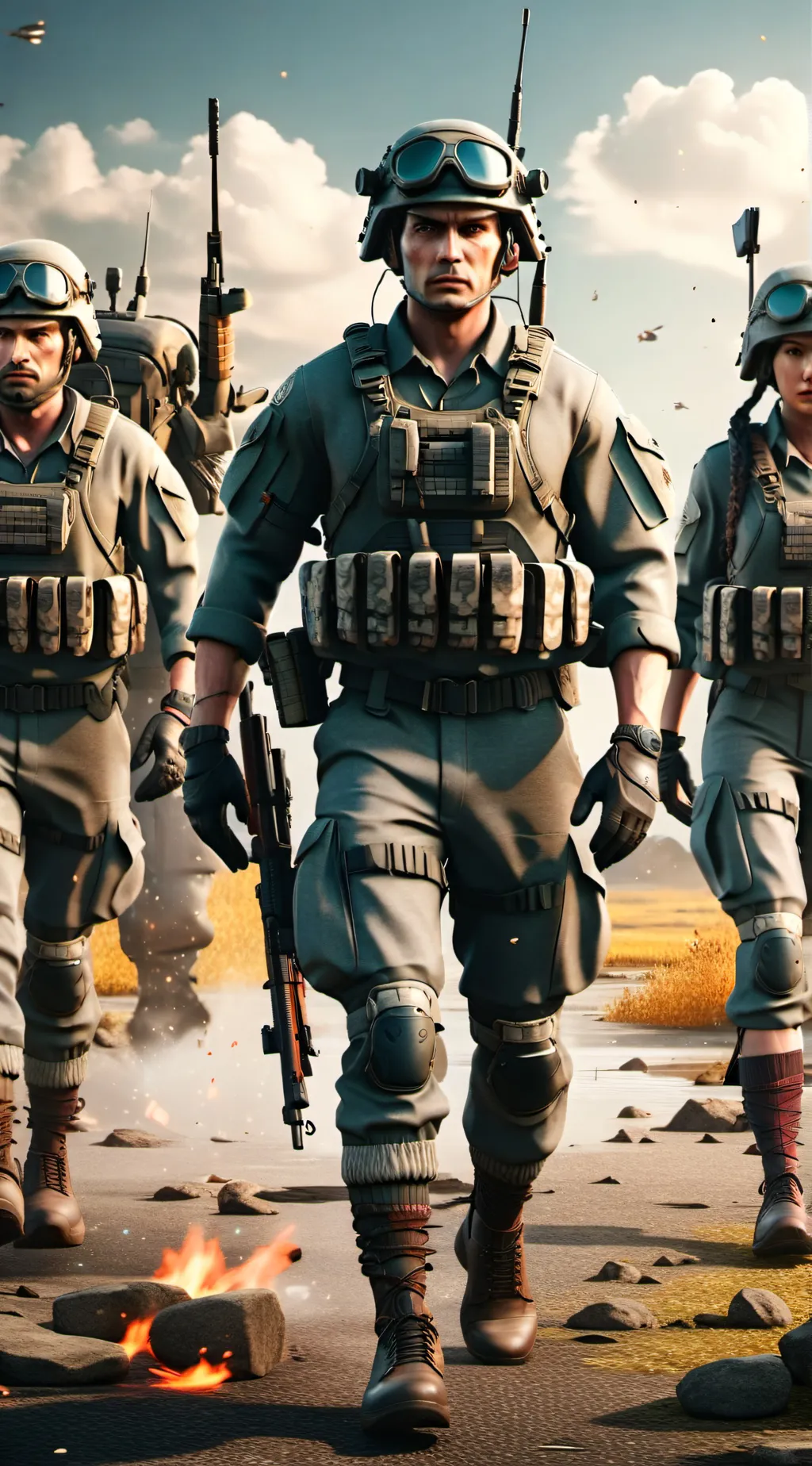 ai character: army squad background