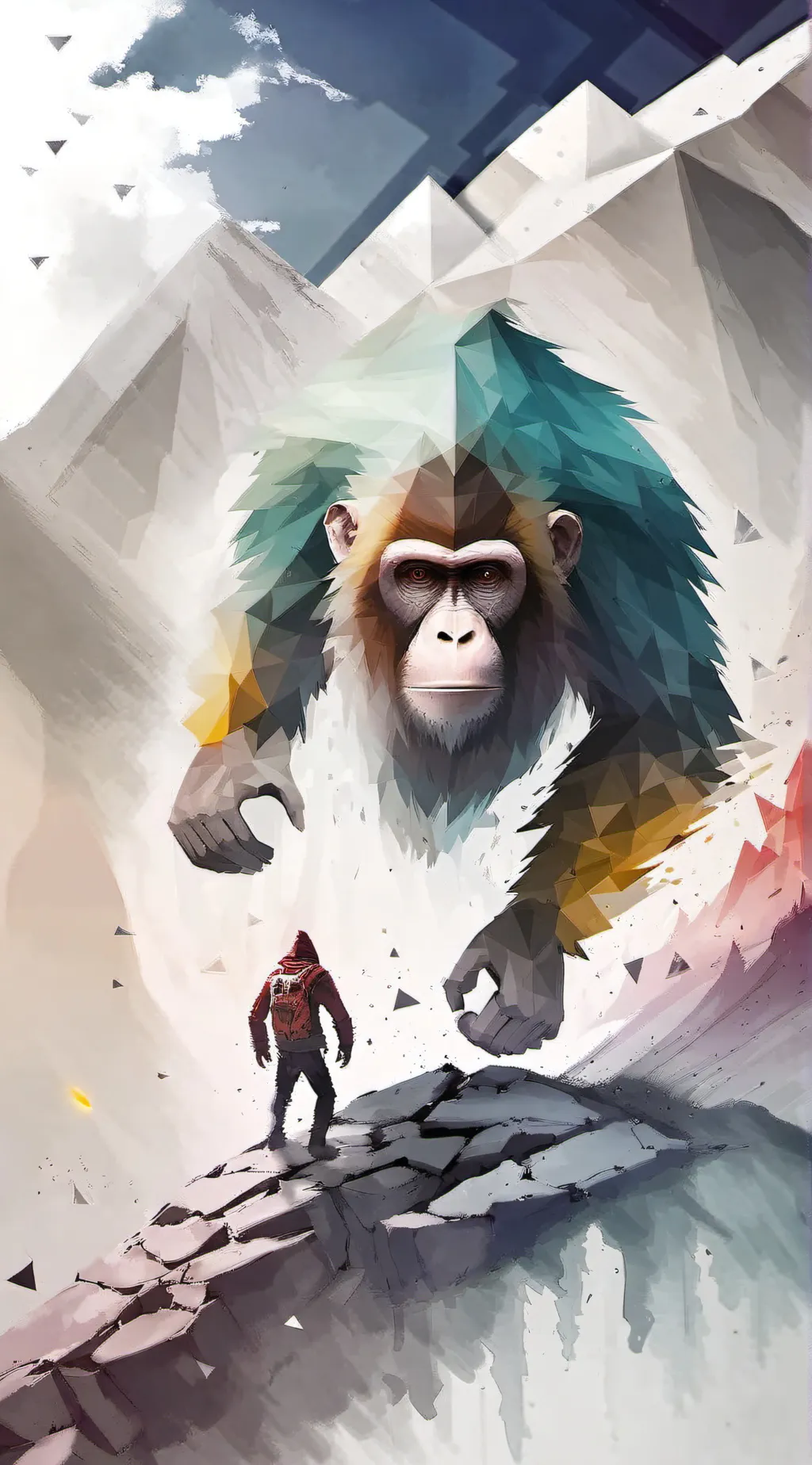 ai character: TRIANGLE vs MONKEY background