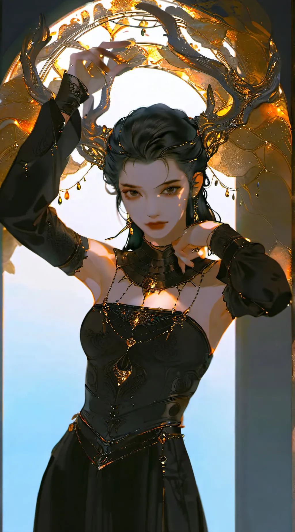 ai character: mythical goddess  background