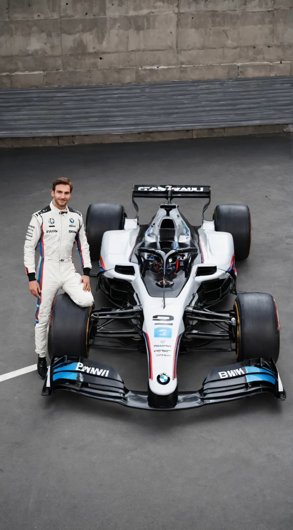 ai character: What if: BMW in F1 background