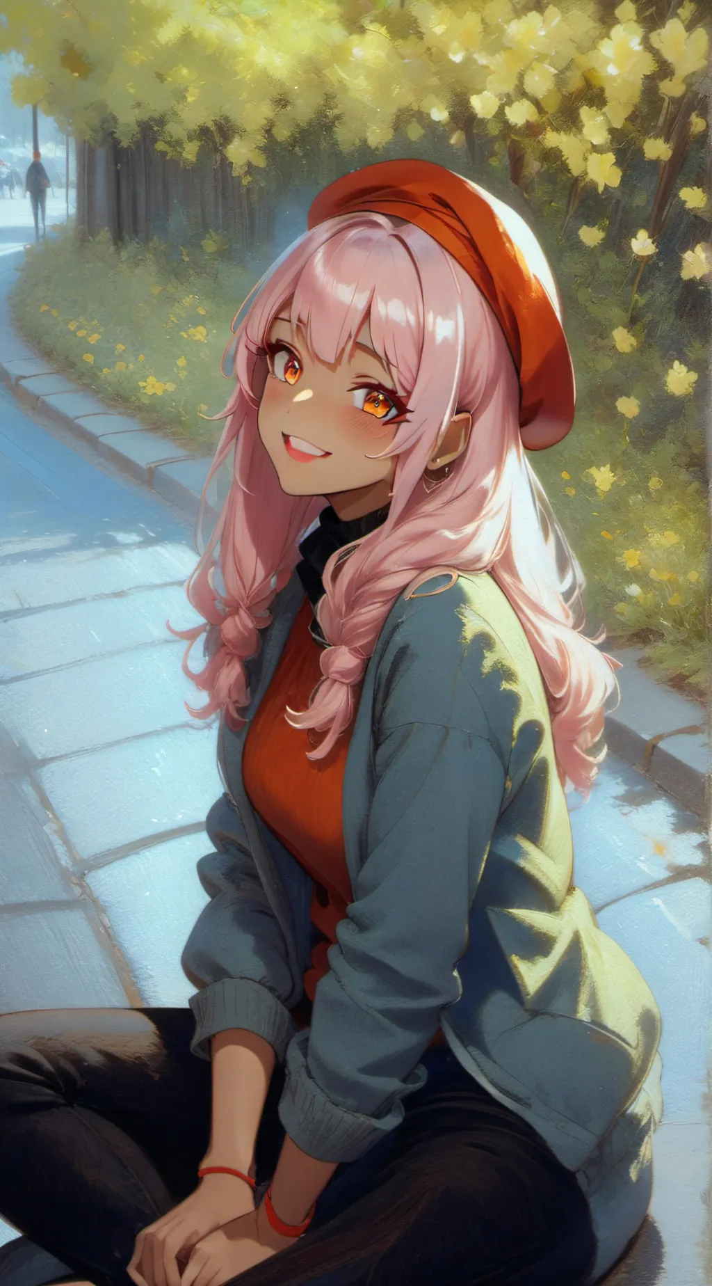 ai character: Homeless girl  background