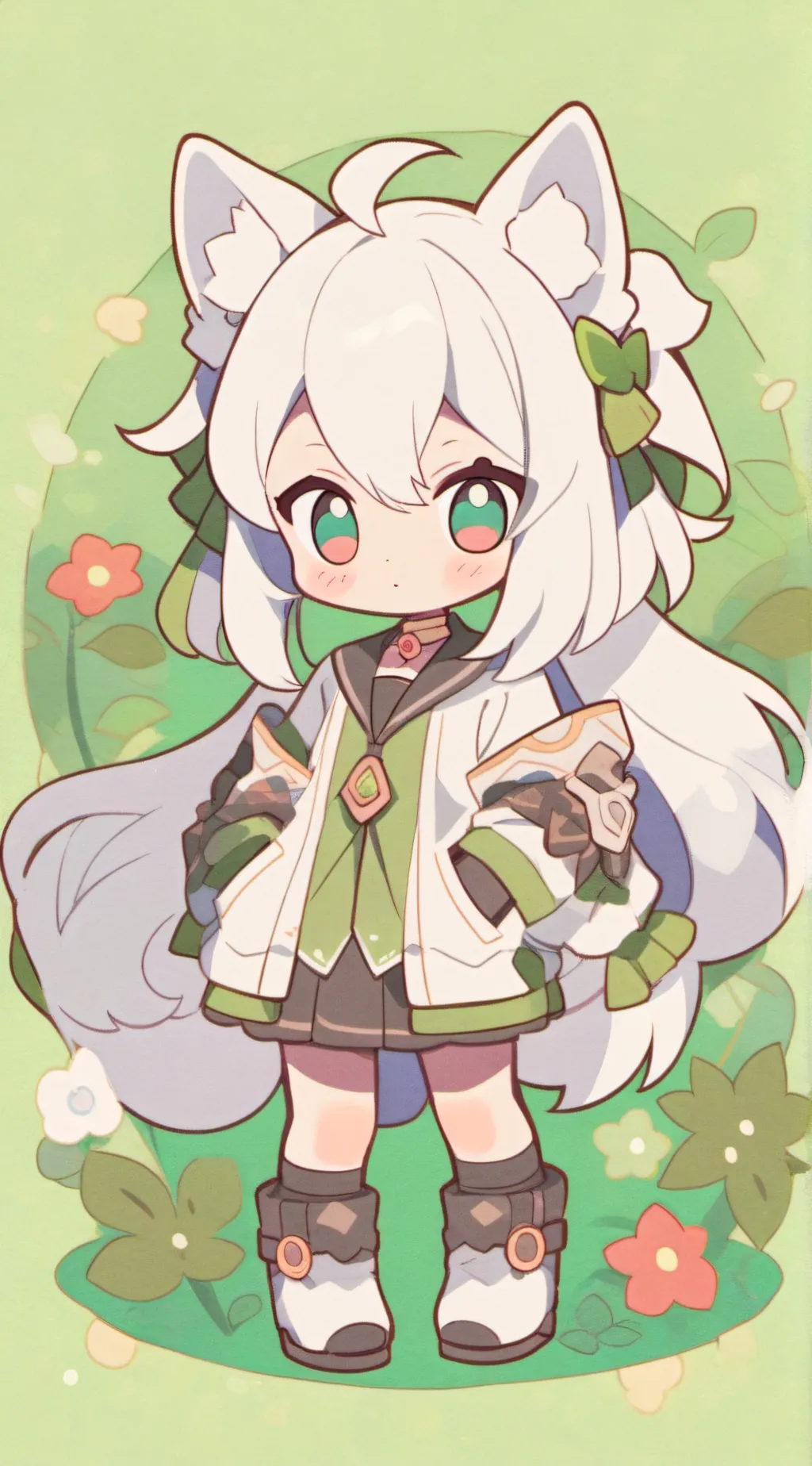 ai character: Nuage de feuilles! background