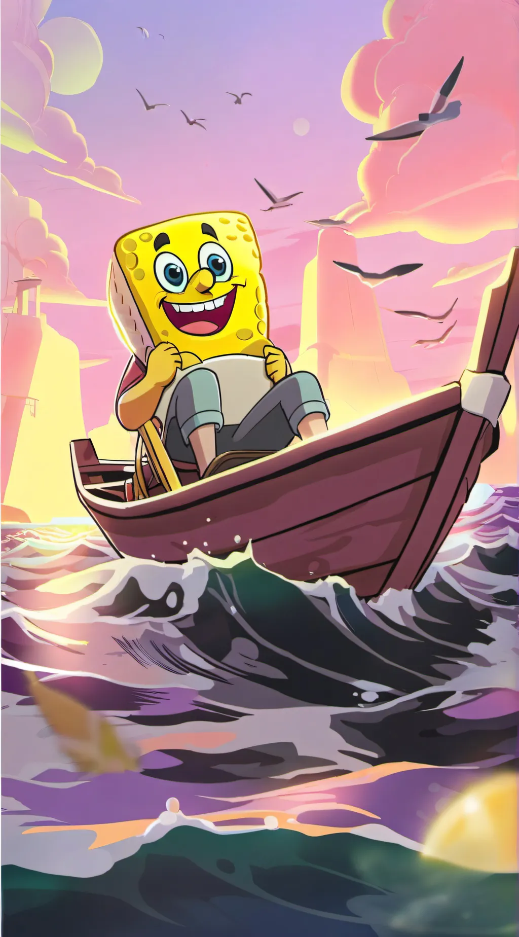 ai character: spongbob  background