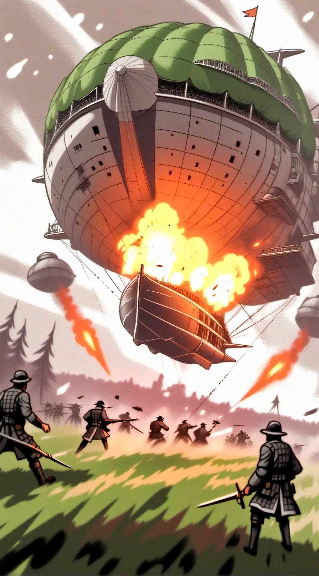 ai character: airship battle background