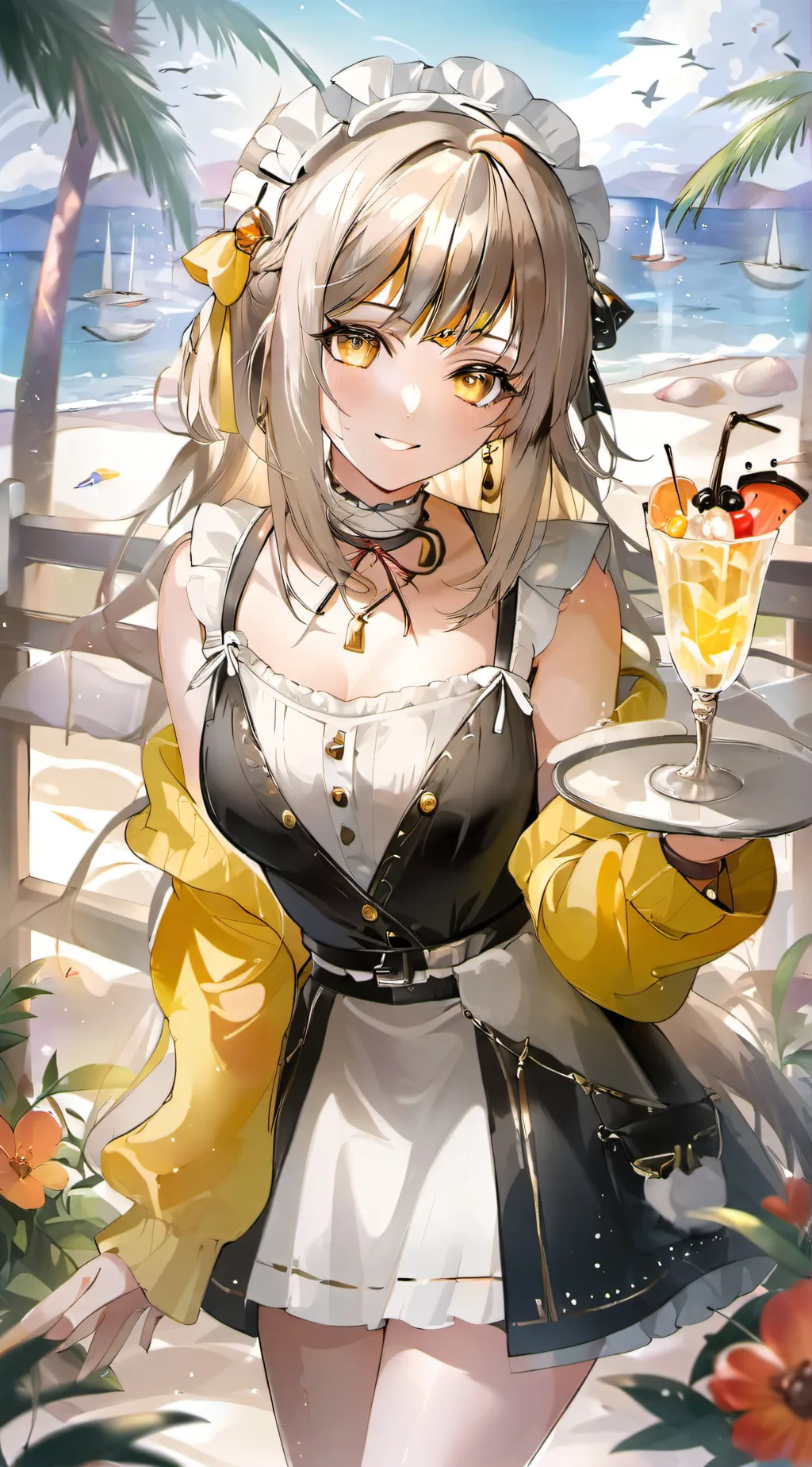 ai character: Elish(beach maid) background