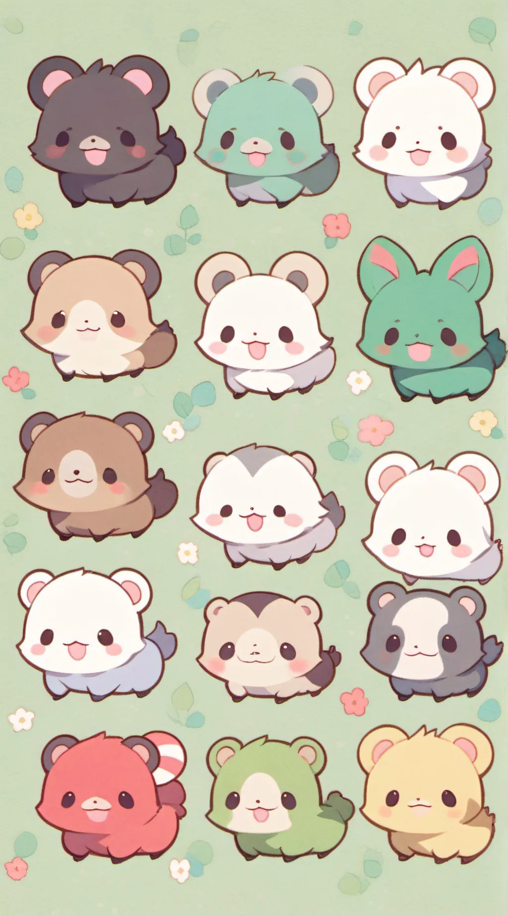 ai character:  smiling critters! background