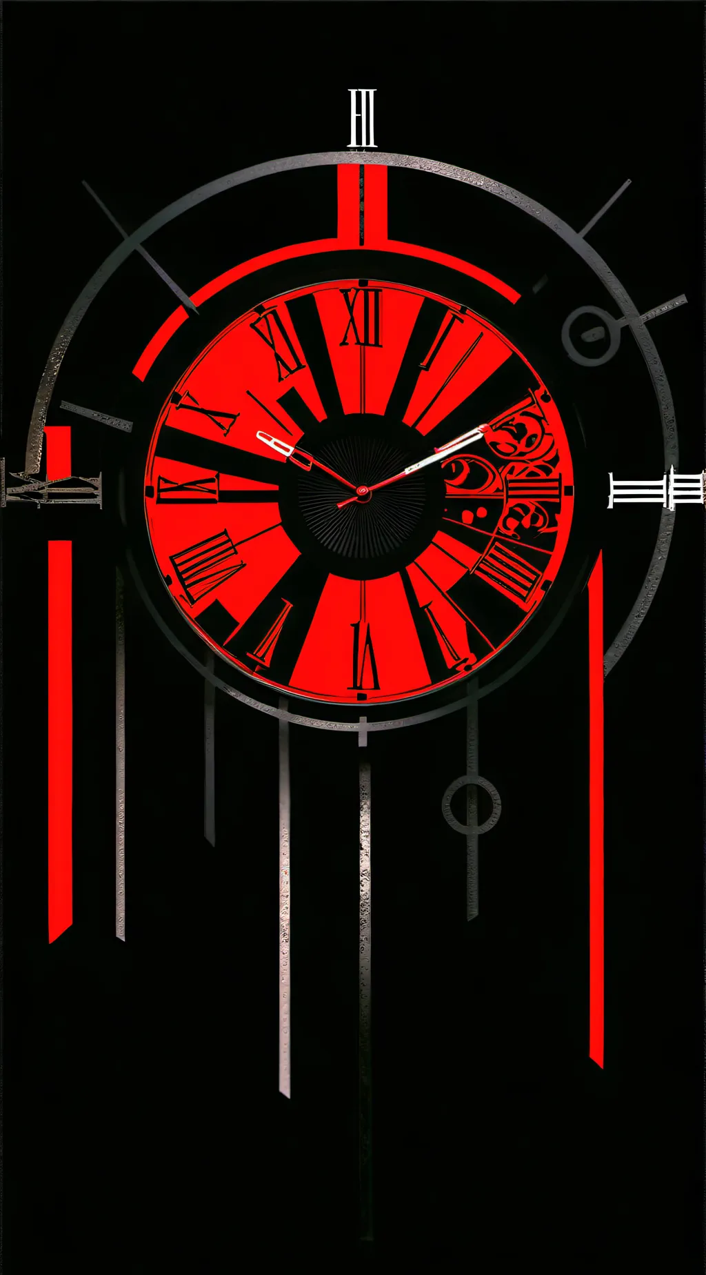ai character: black red clock background