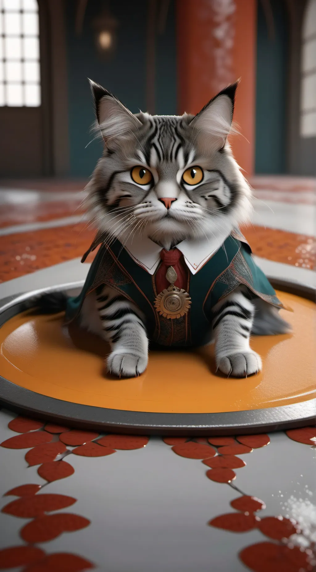 ai character: throwing up simula background