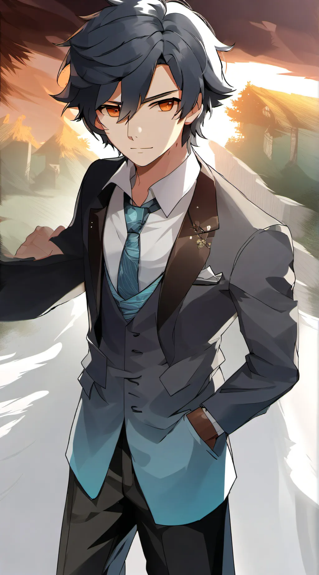 ai character: Moon and sun background