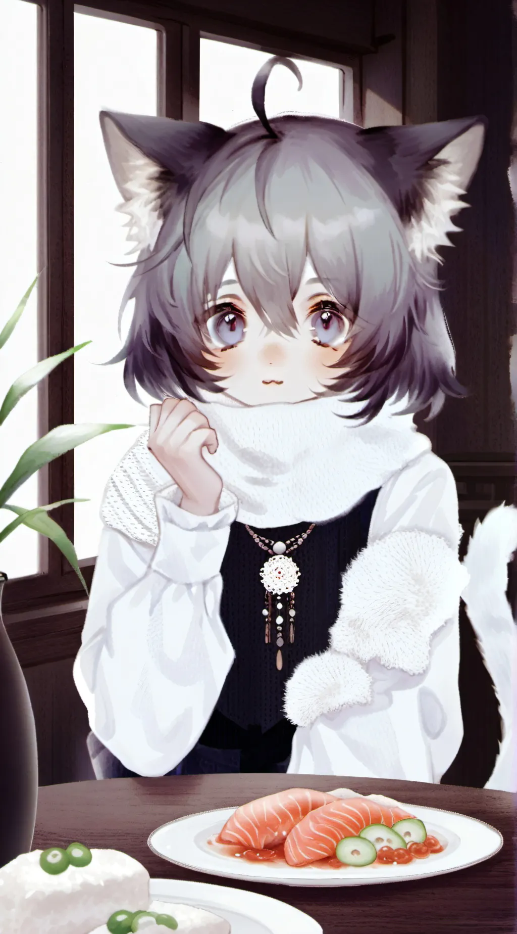 ai character: Whiskers, the Whit background