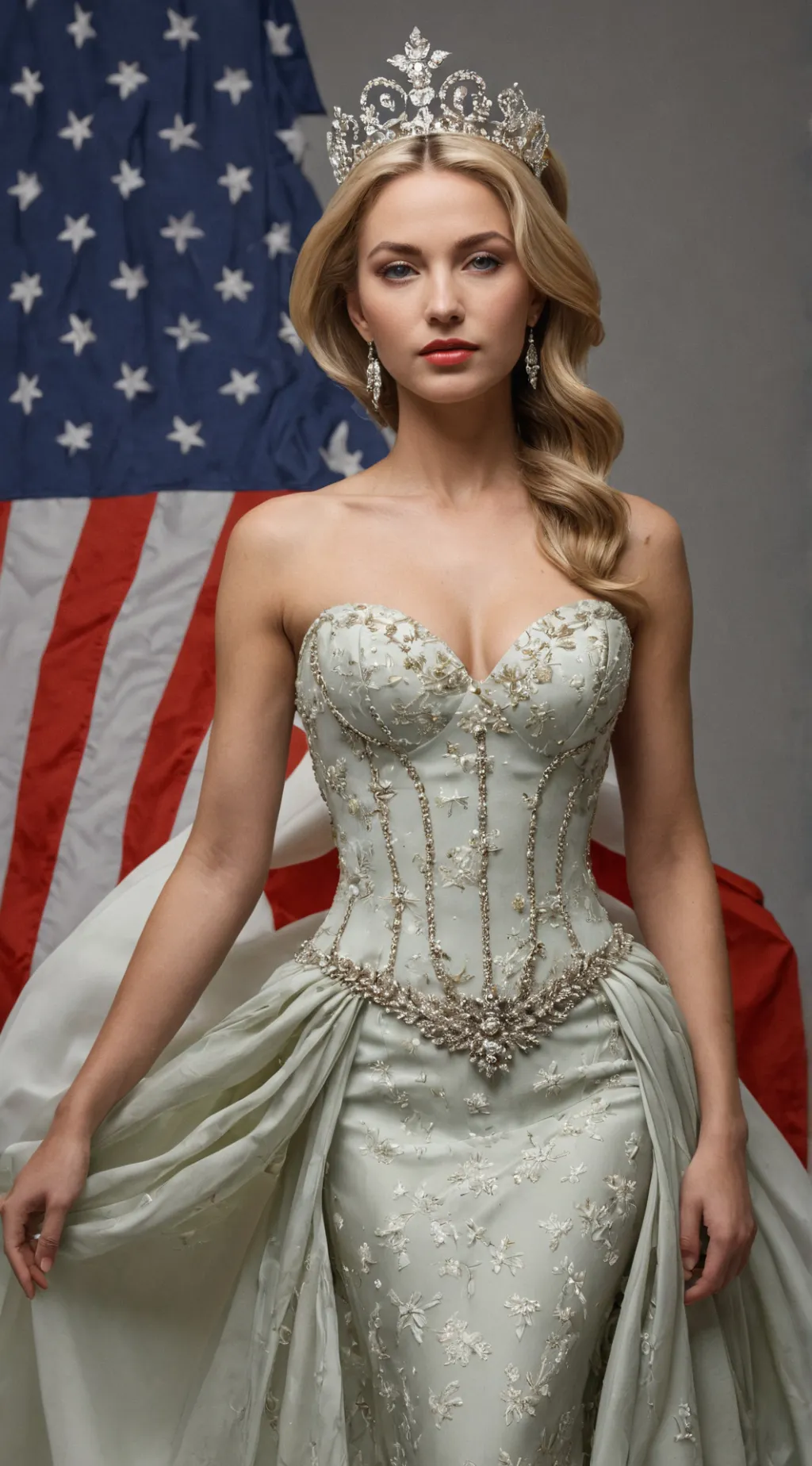 ai character: queen America  background