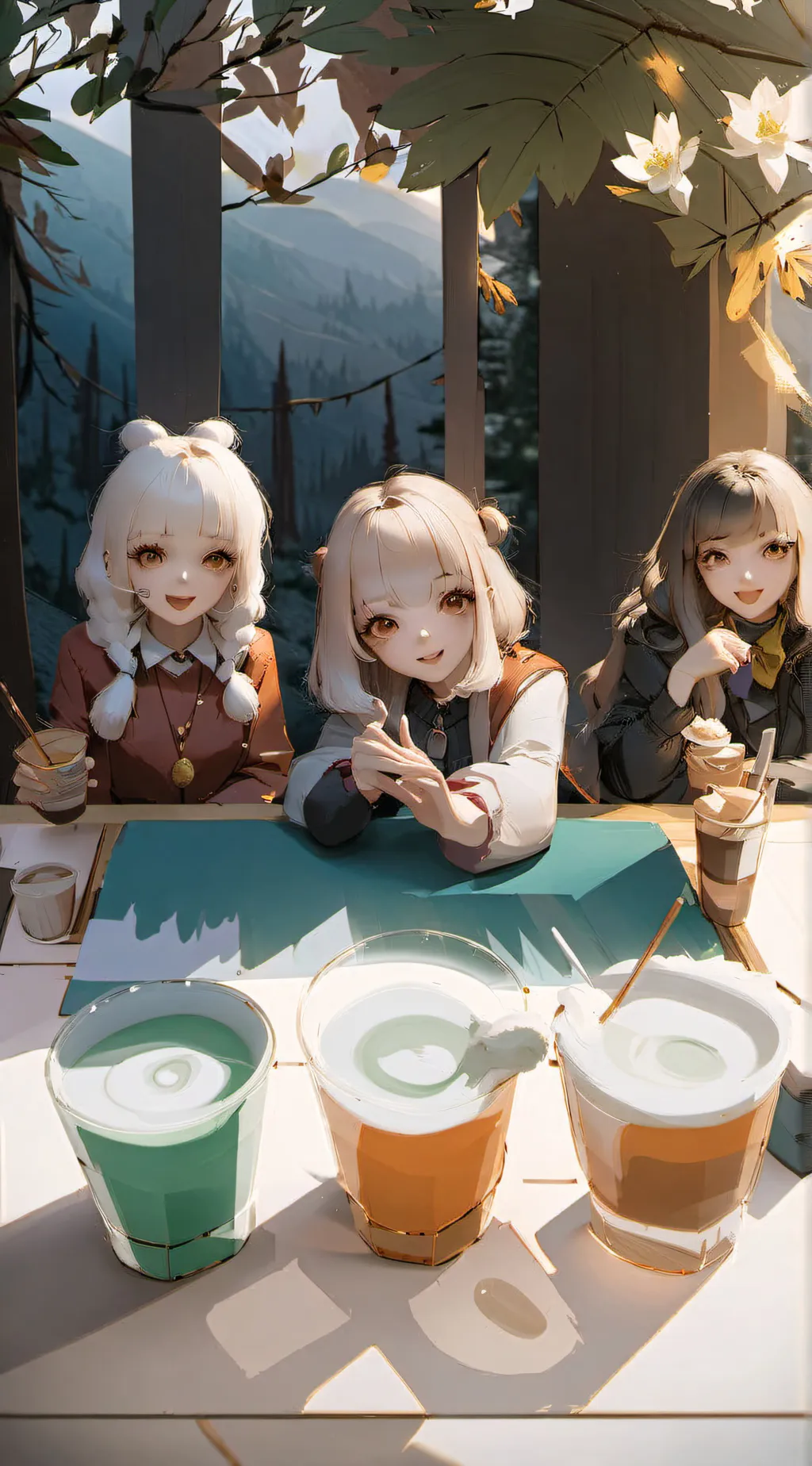 ai character: Emma Ellie and amy background