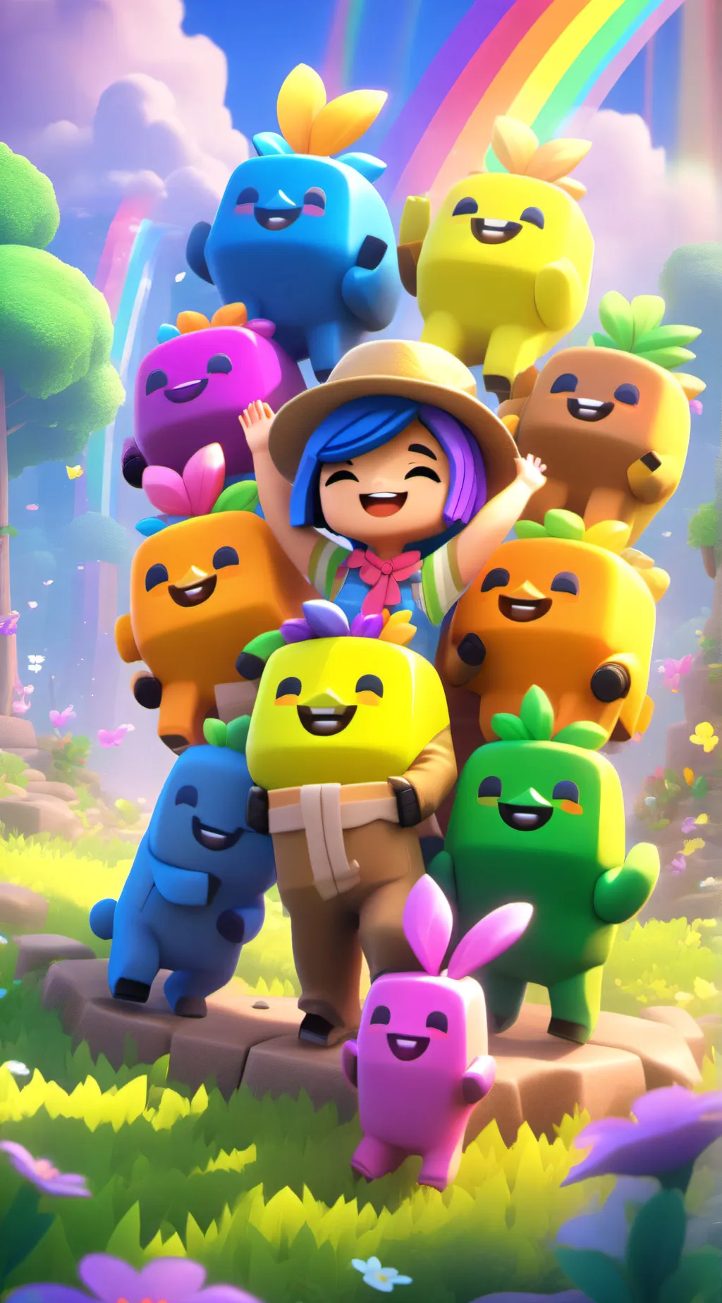 ai character: Rainbow friends  background