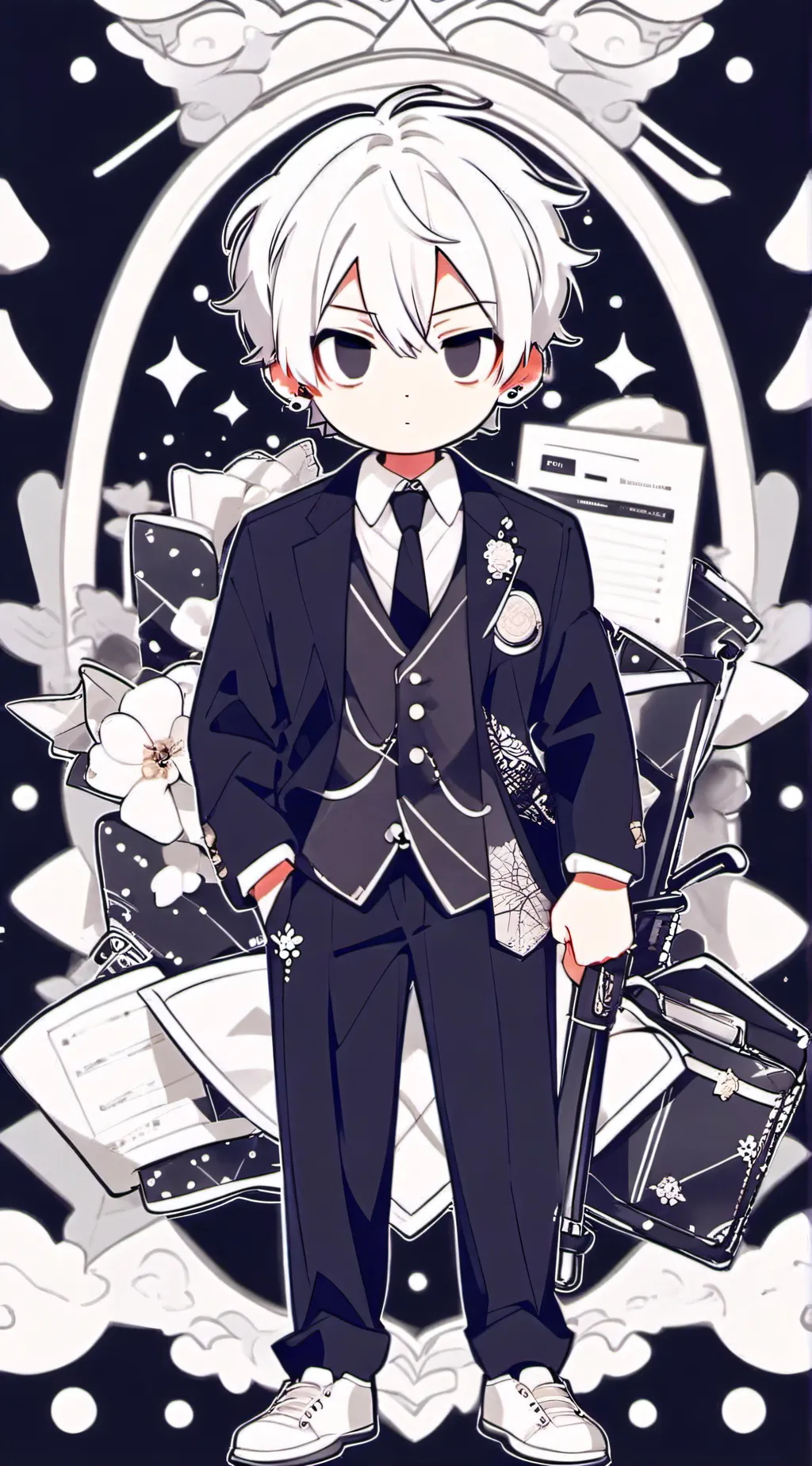 ai character: Mha angel  background