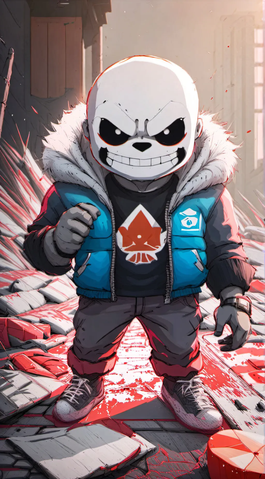 ai character: sans plush background