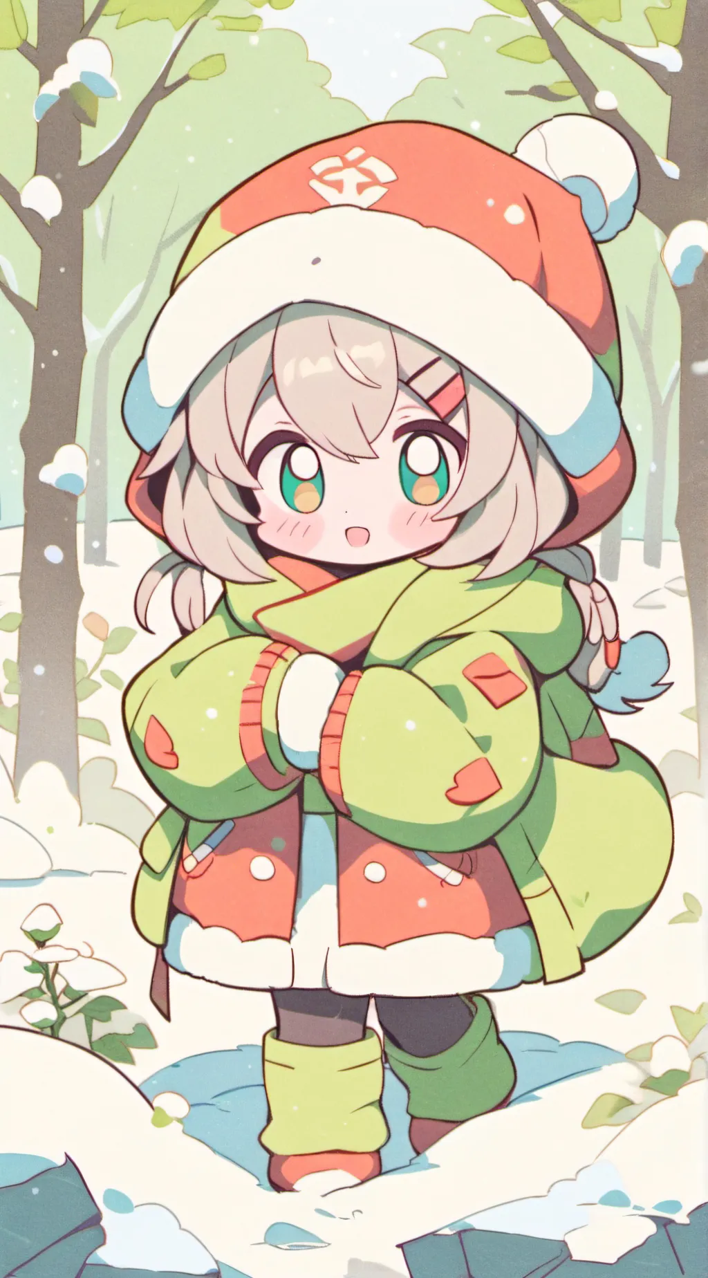ai character: HH ❄️snow❄️ background