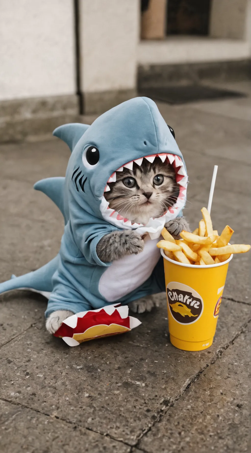 ai character: meow fries background