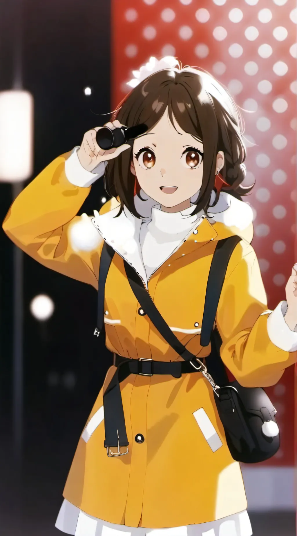 ai character: Raincoat girl (ln) background