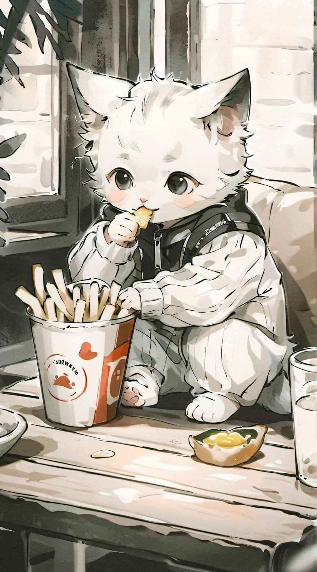 ai character: Fry cat background