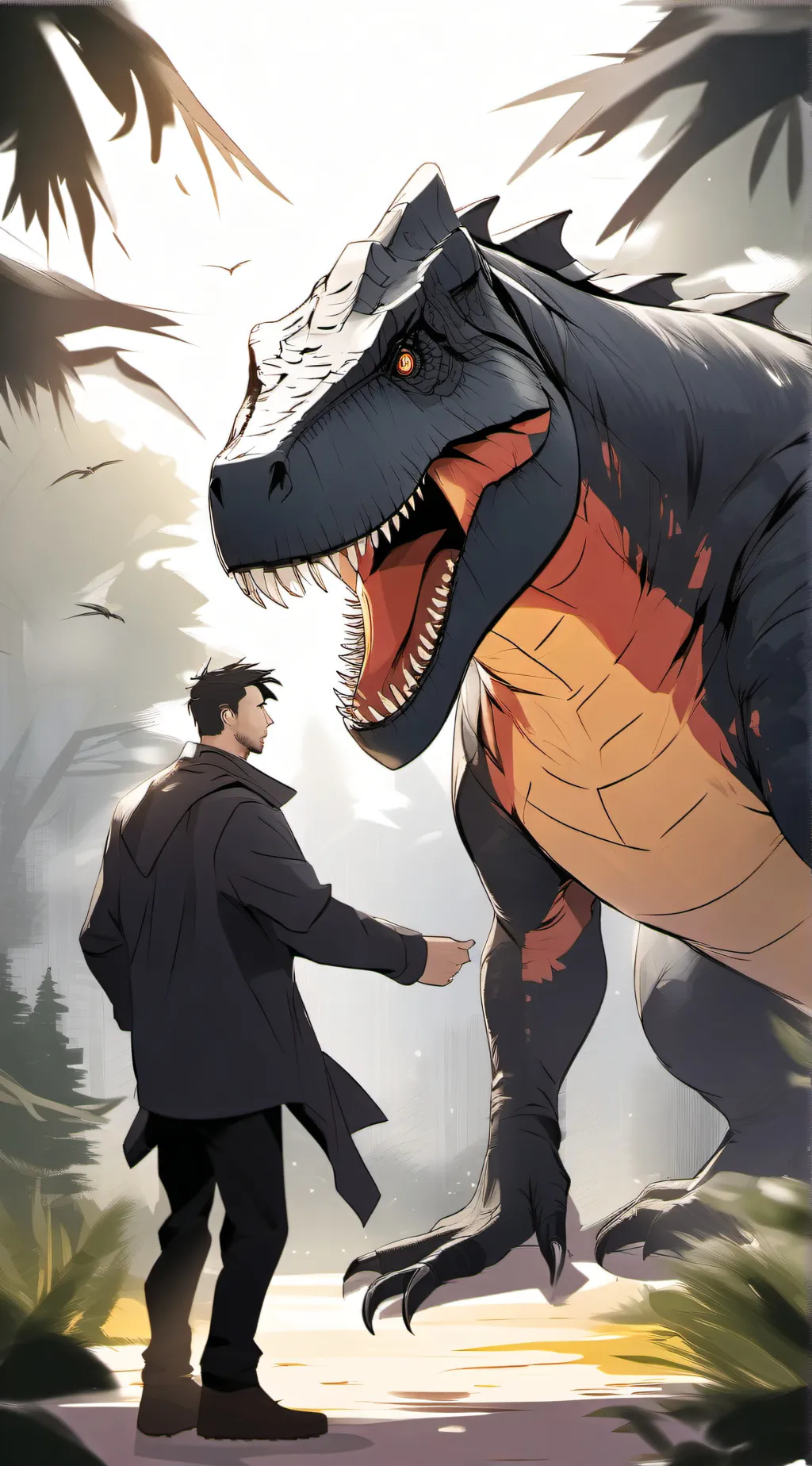 ai character: hybrid t-rex background