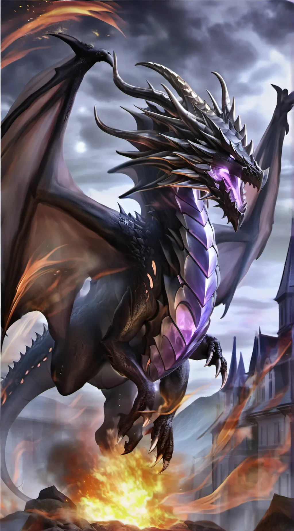 ai character: purple dragon background