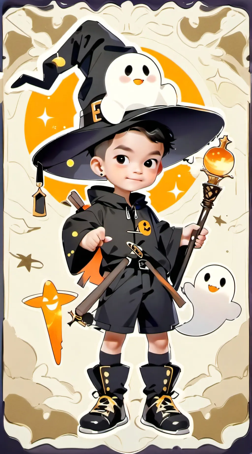 ai character: Halloween boy  background