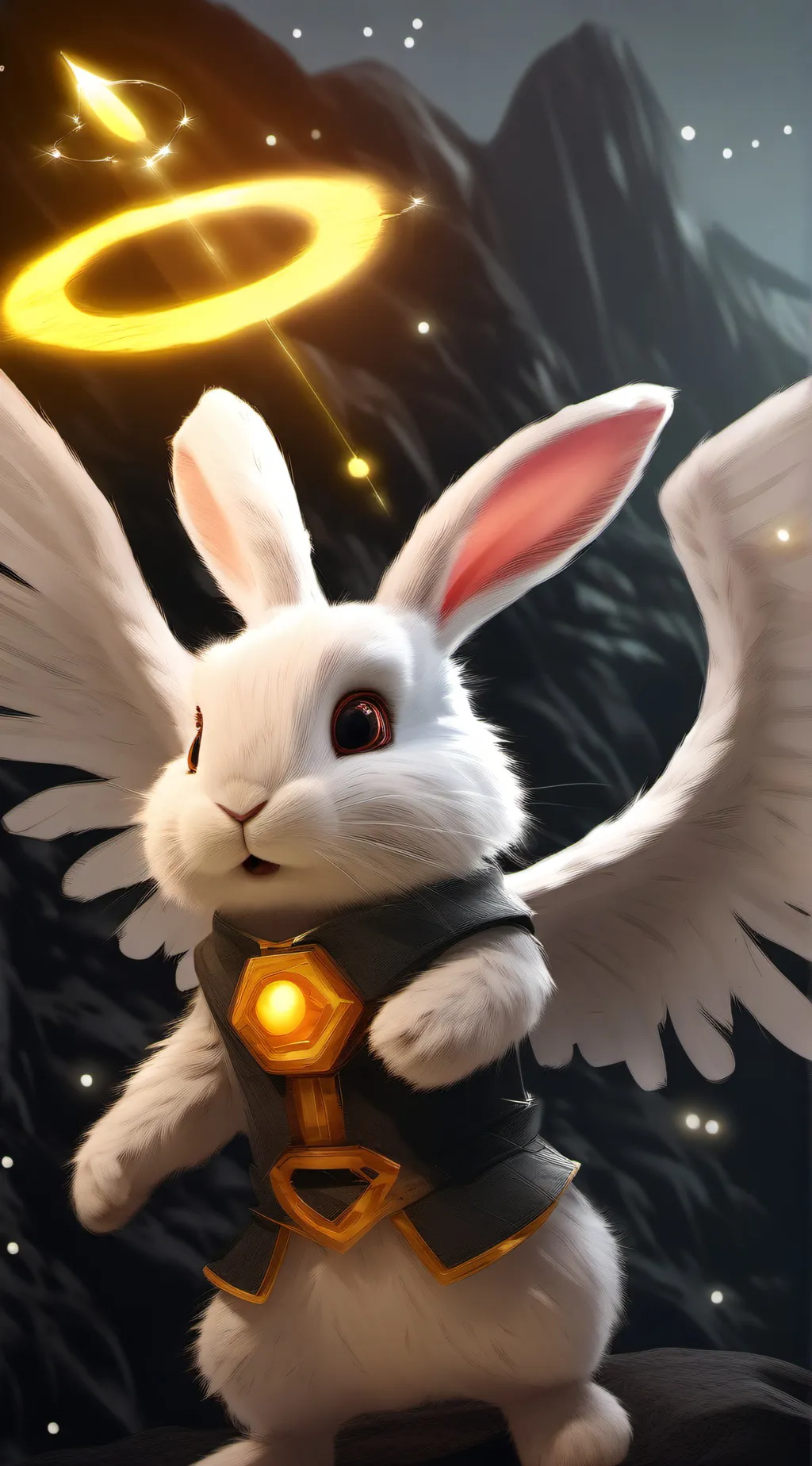 ai character: Ur an angle bunny  background