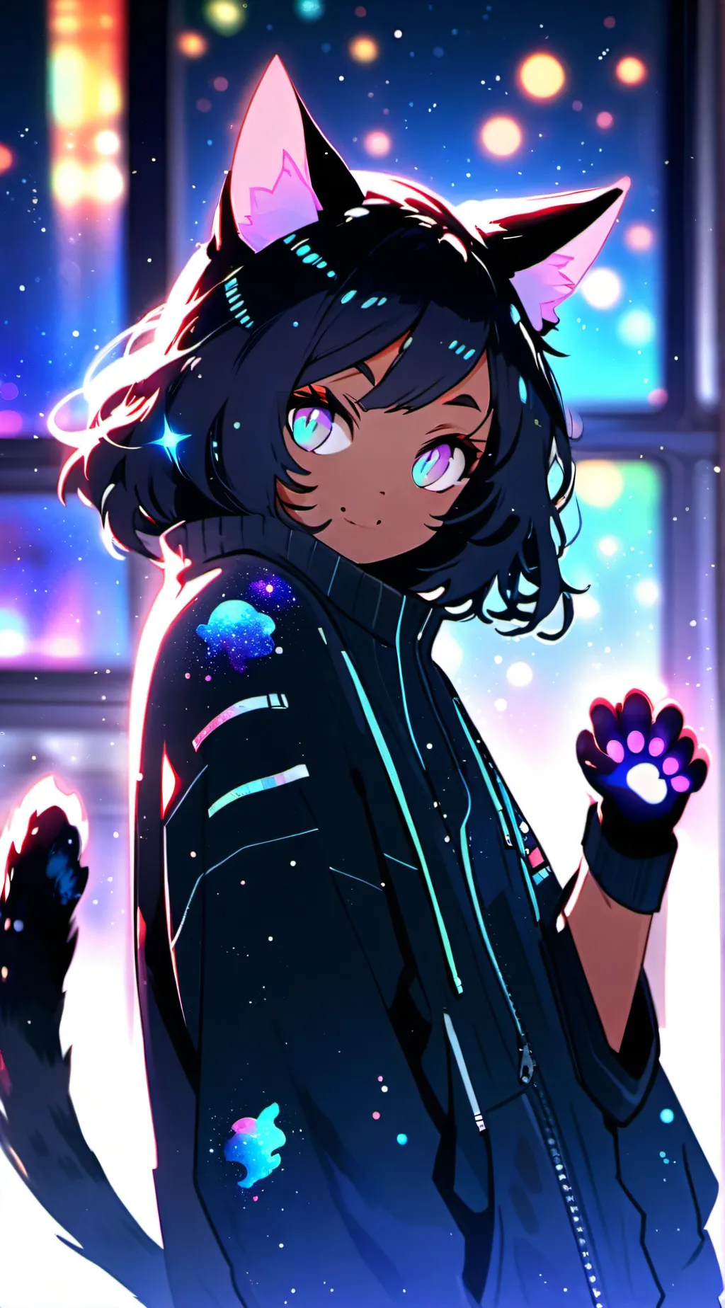 ai character: Nebula Spirit Feline background