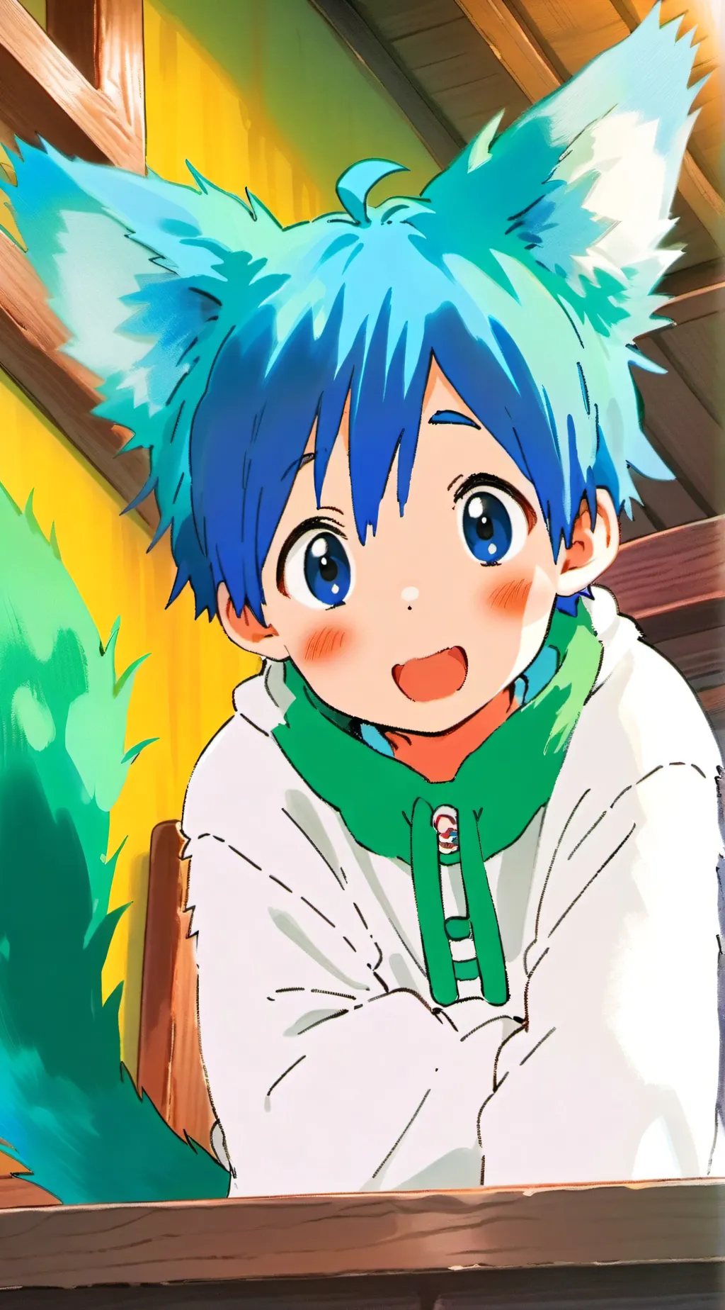 ai character: Tiggy the Blue-Green Spirit background