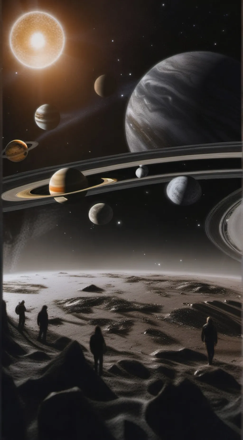 ai character: solar BALLS background