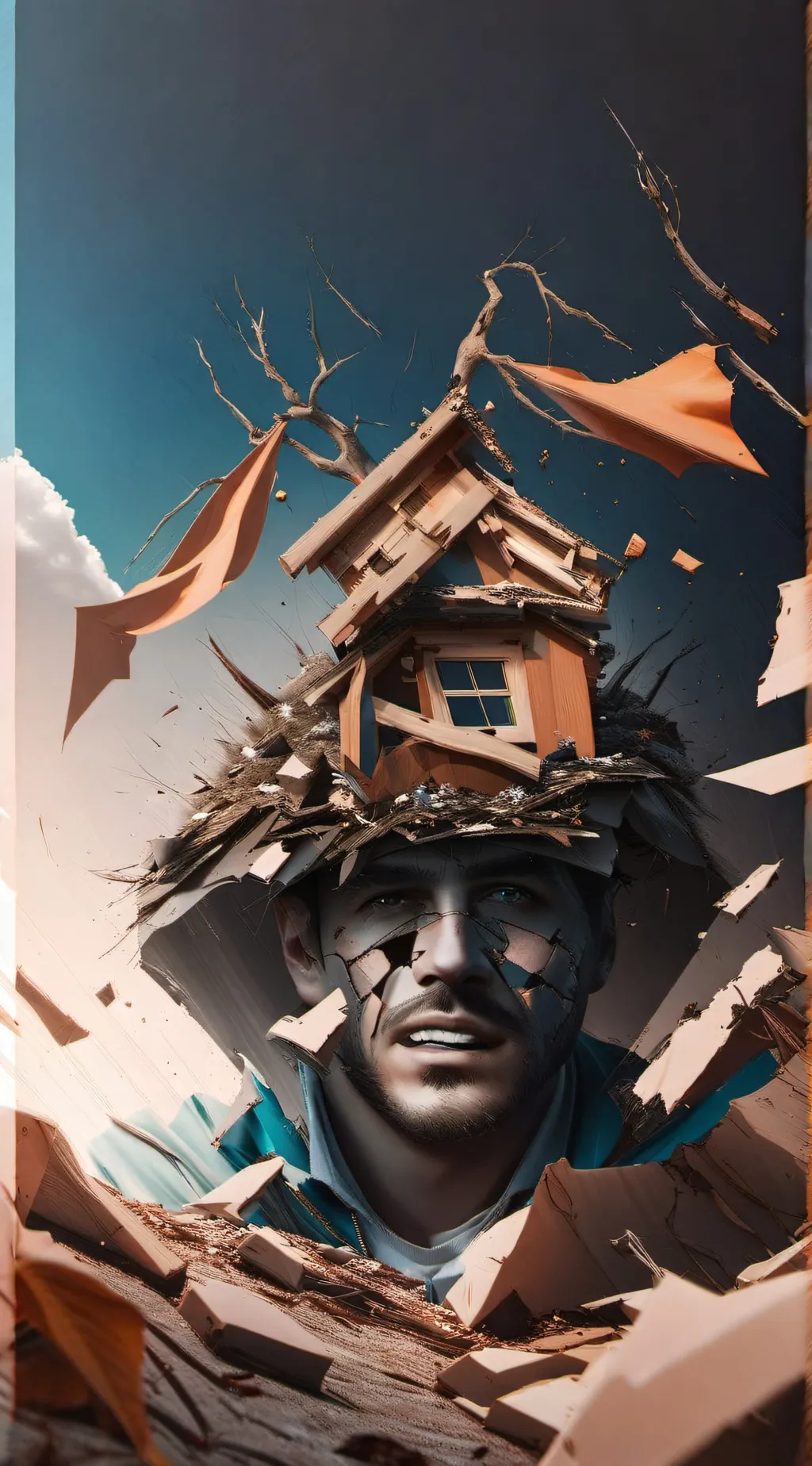 ai character: Abandoned house background