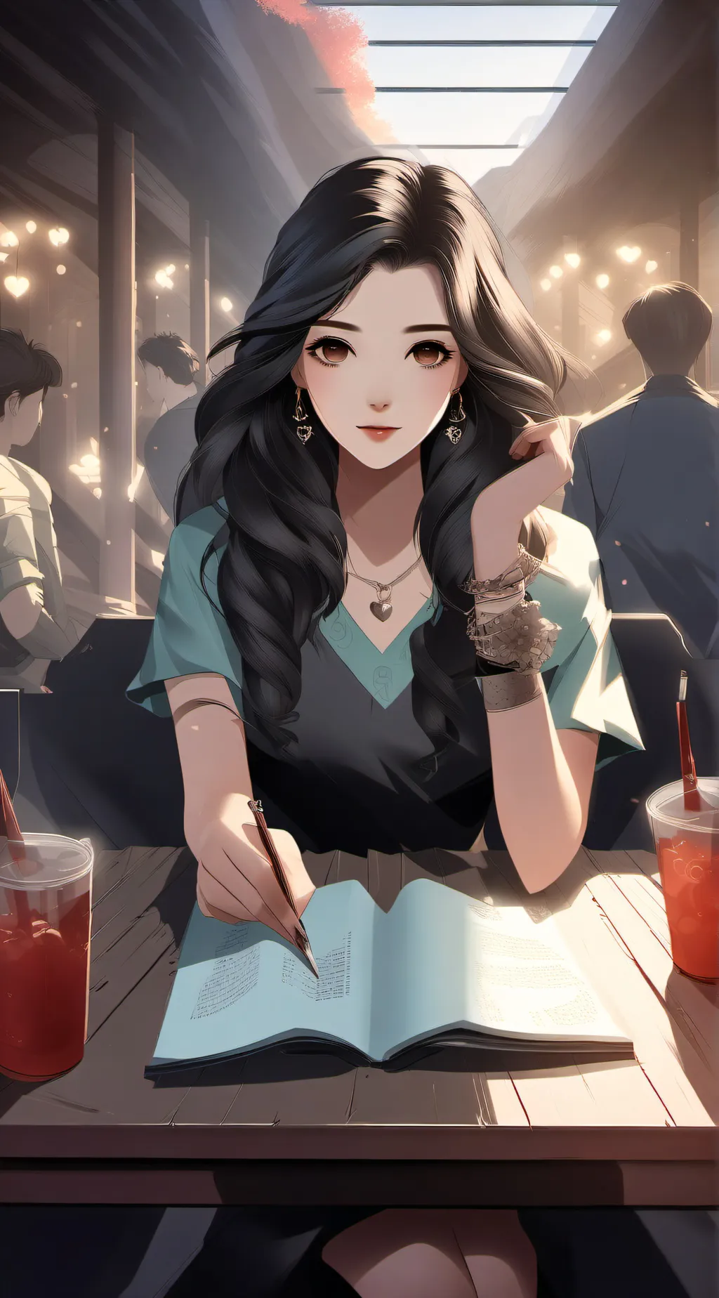 ai character: heart trend background