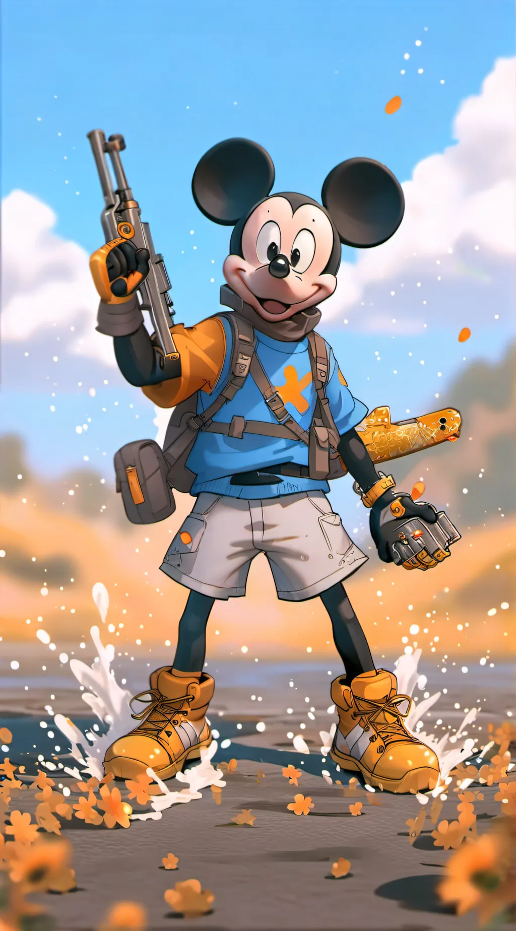 ai character: Mikey mouse  background