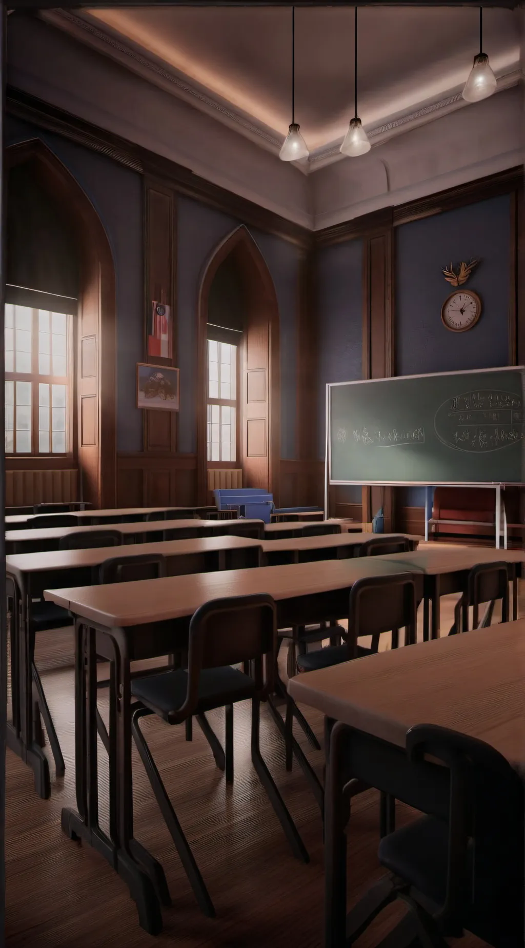 ai character: k-pop school  background