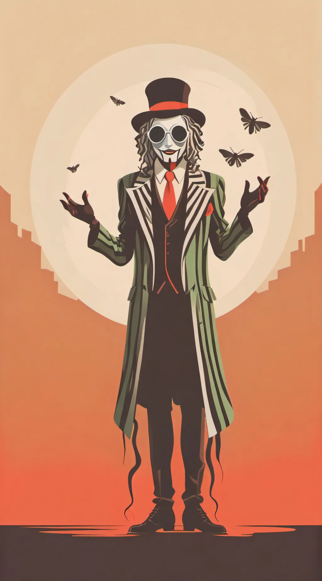 ai character: Beetle juice  background