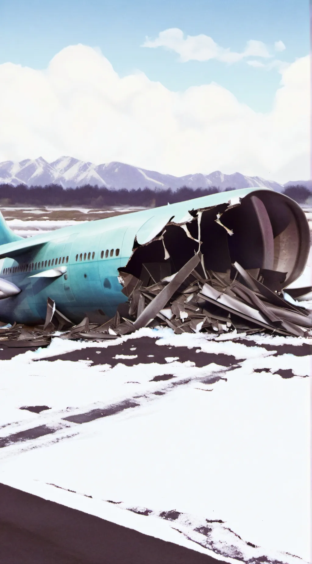 ai character: palne crash runway background