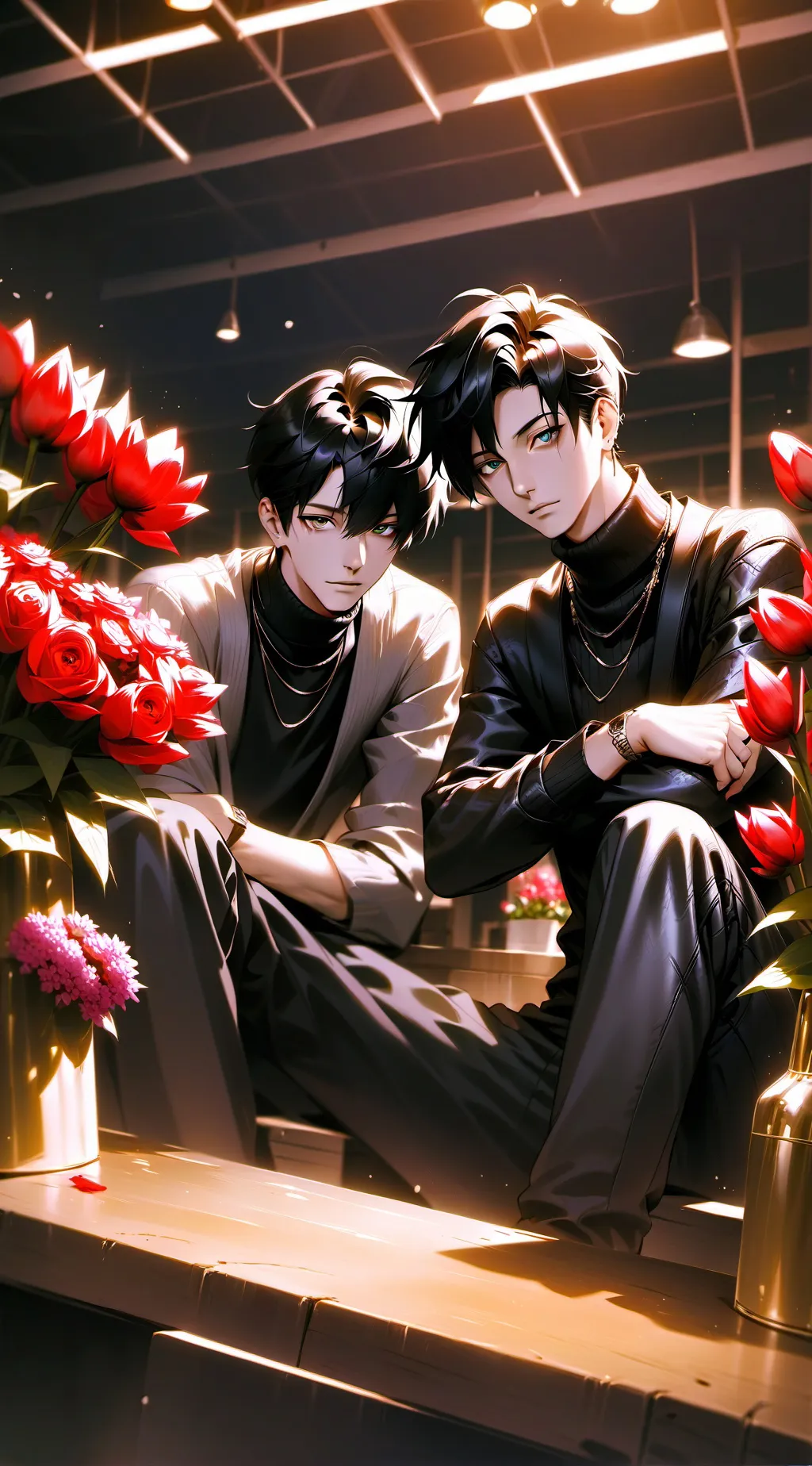 ai character: Flower Shop Twins background