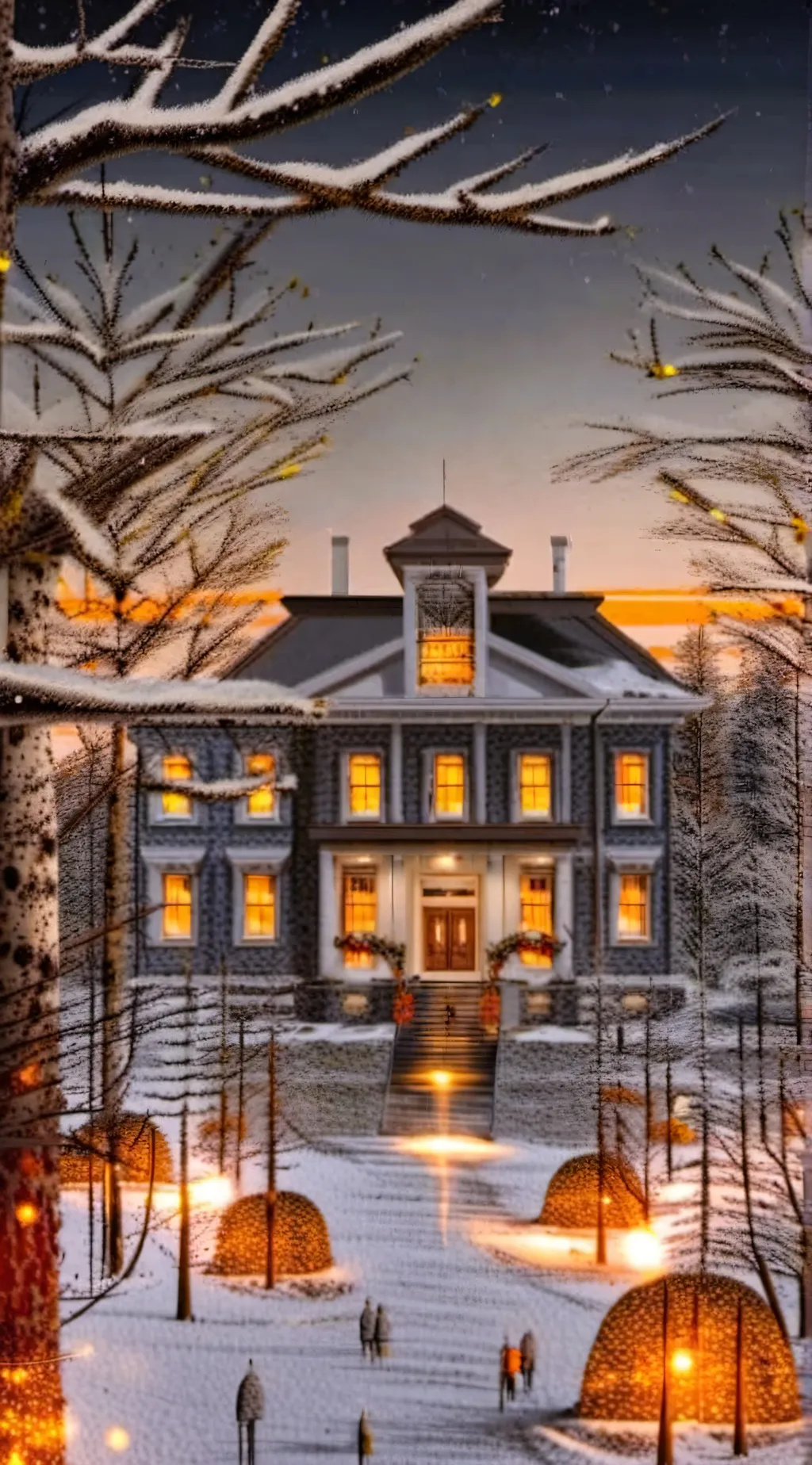 ai character:  Christmas mansion background